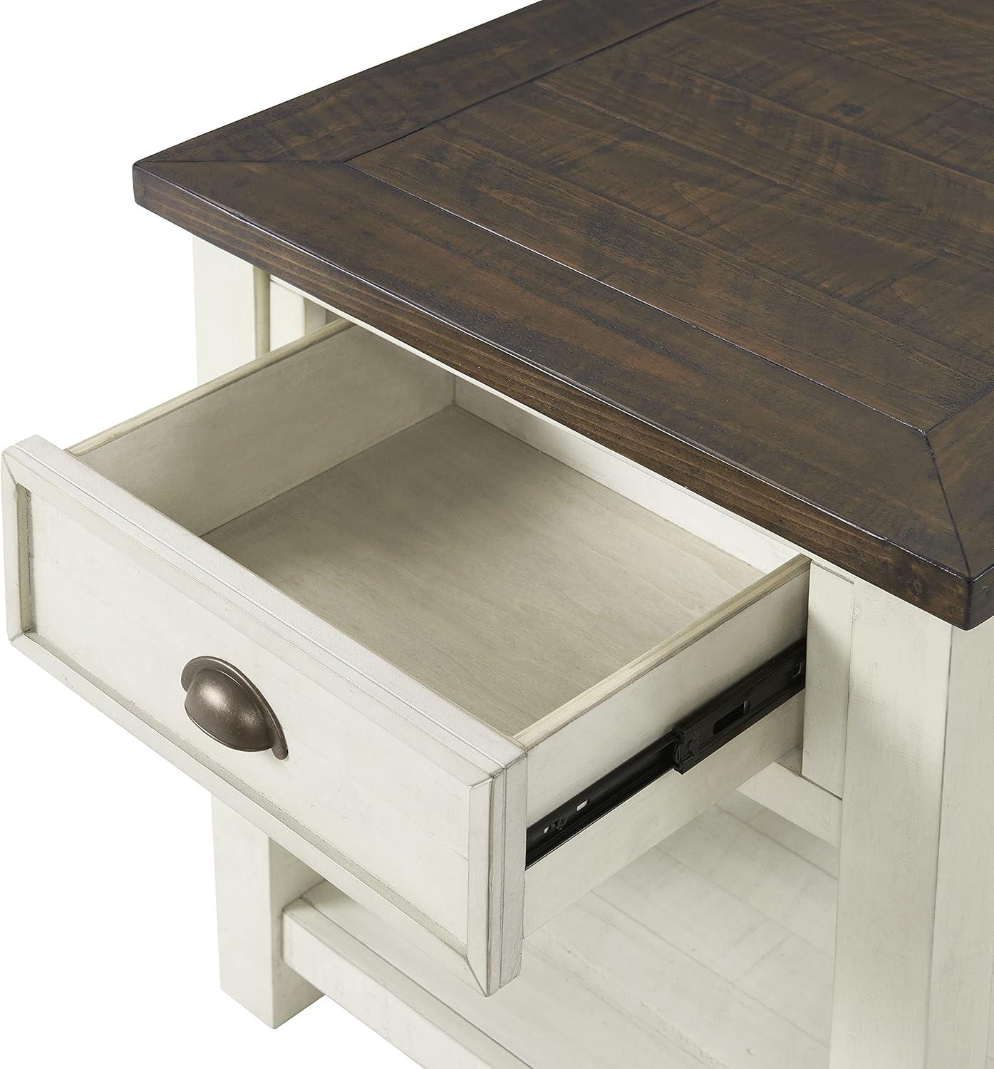 Martin Svensson Home Monterey End Table, Cream White and Brown