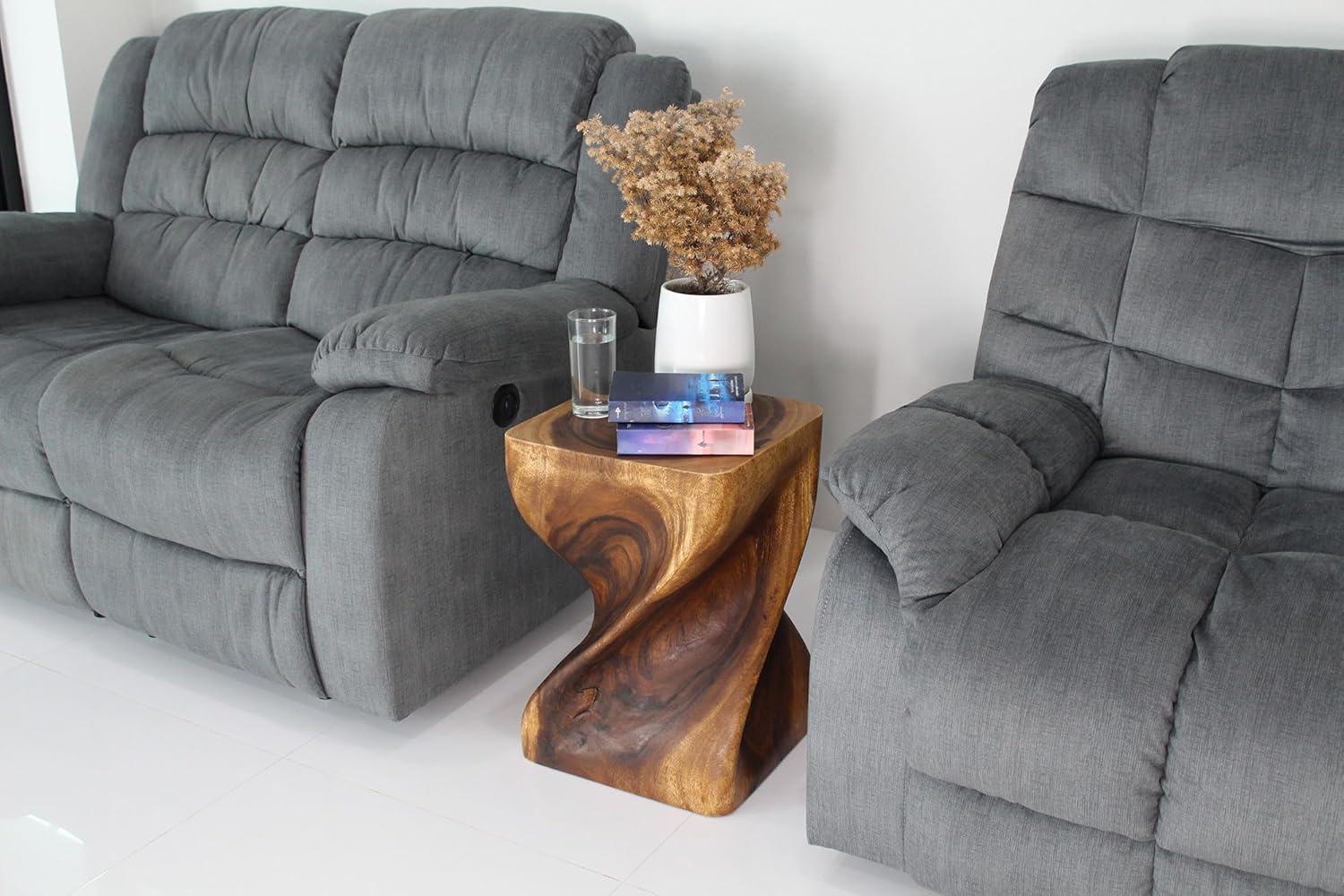 Kammika Import Export Co., Ltd. Haussmann® Big Twist Wood Stool Table 14 in SQ x 20 in H Walnut Oil