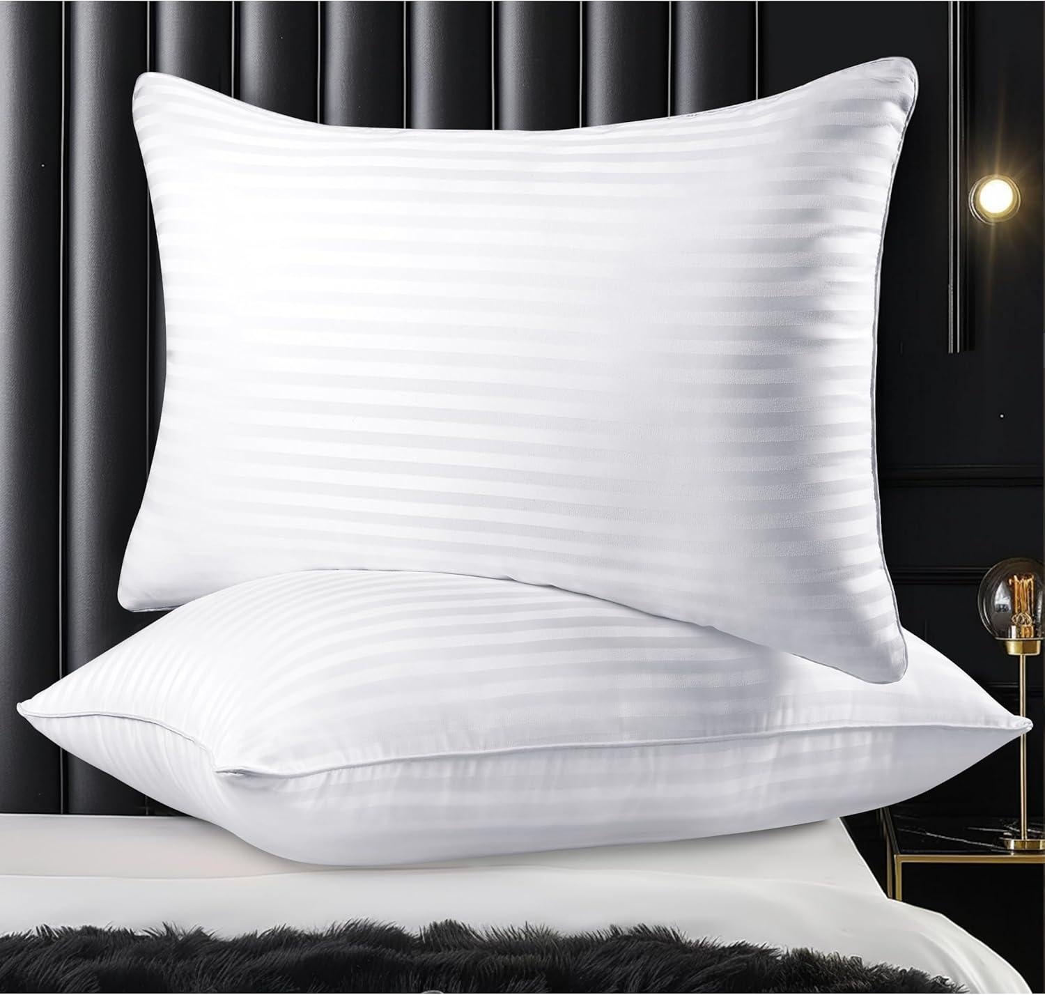 Hotel Collection Bed Pillows For Sleeping, Bed Pillows Queen Size Set Of 2,Gusseted Pillow For Back, Stomach Or Side Sleepers