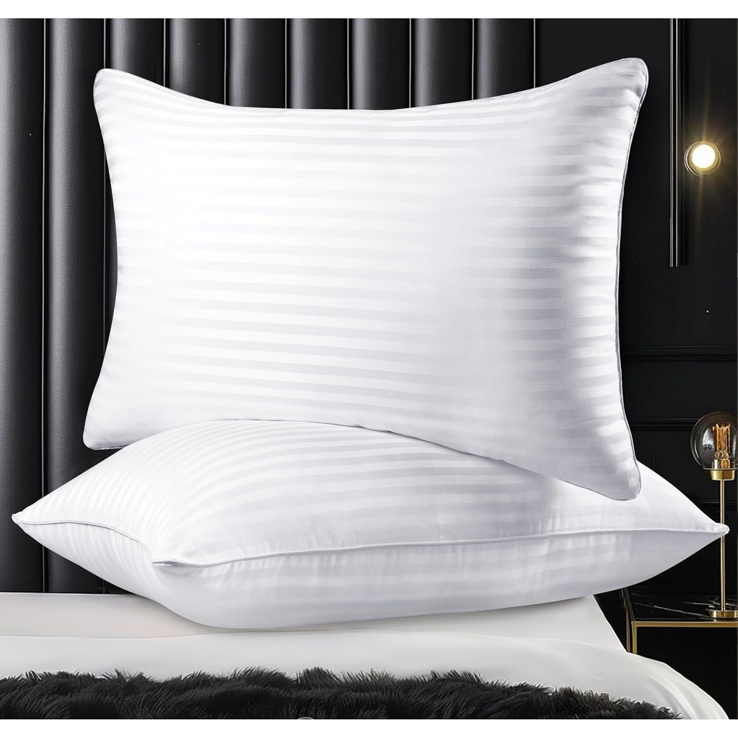 Hotel Collection Bed Pillows For Sleeping, Bed Pillows Queen Size Set Of 2,Gusseted Pillow For Back, Stomach Or Side Sleepers