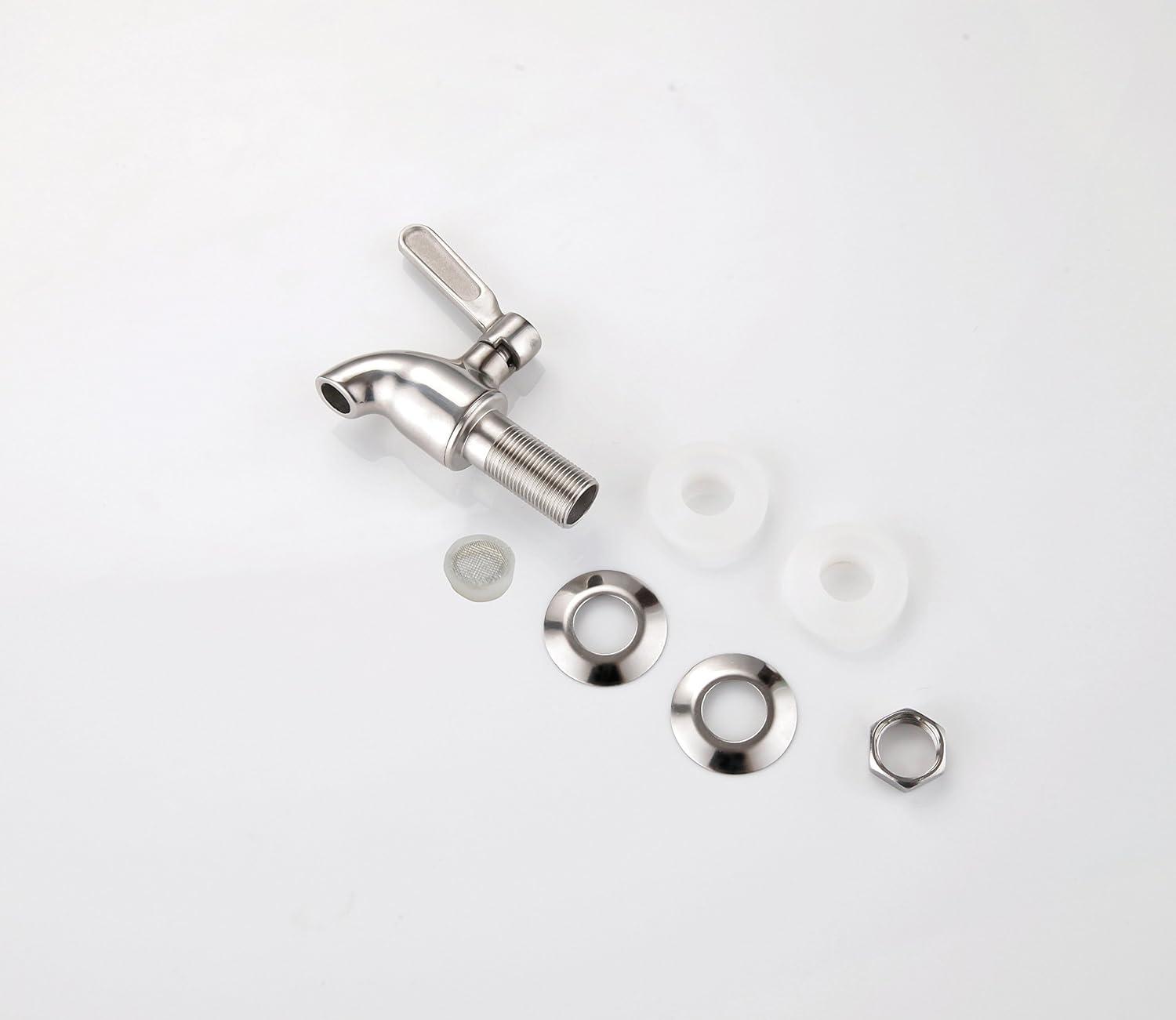 Polished Stainless Steel Beverage Dispenser Replacement Spigot Set