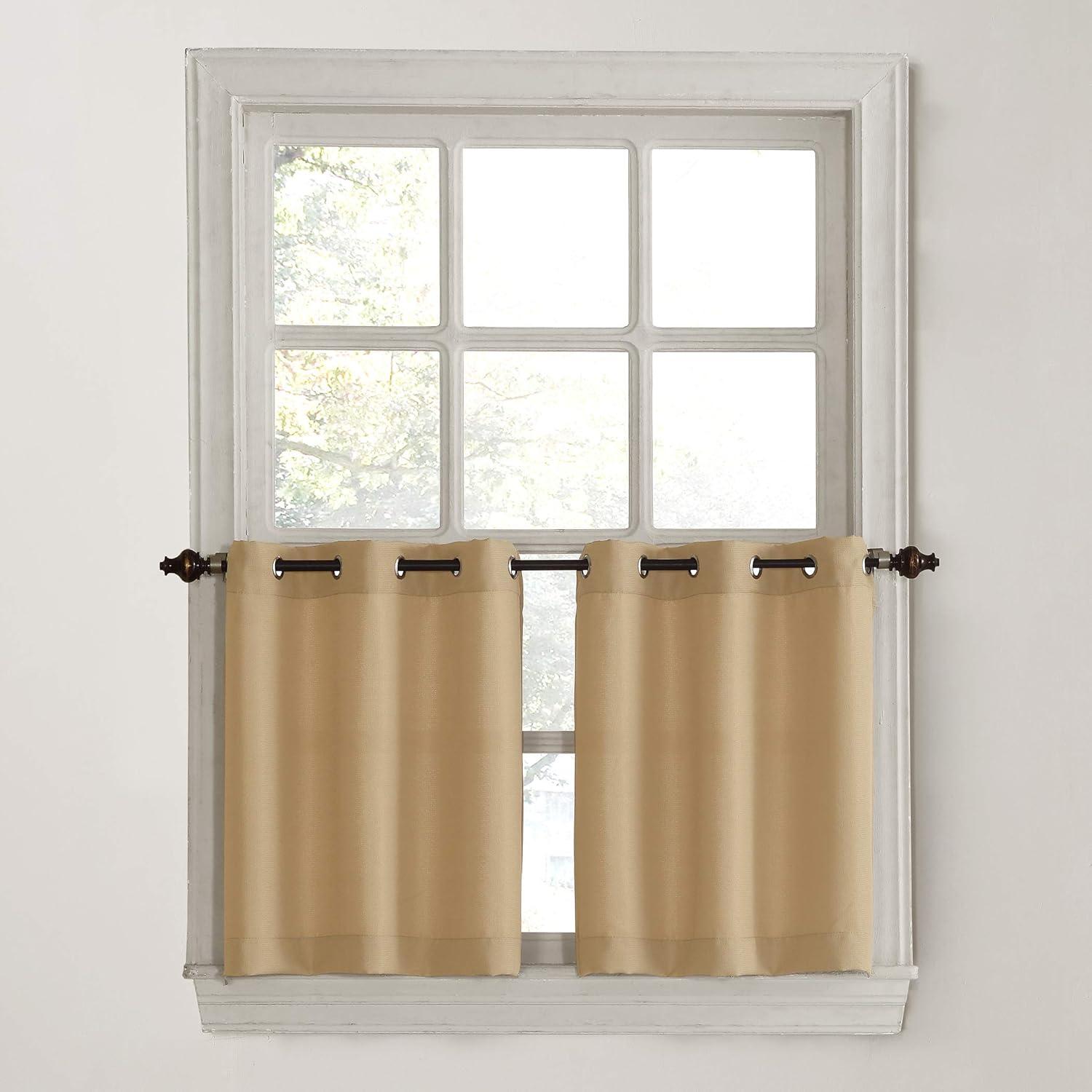 2pc No. 918 Semi-Sheer Montego Casual Textured Grommet Kitchen Curtain Tier Pair