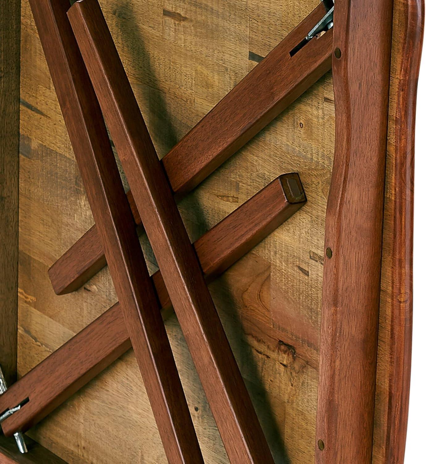 MECO Stakmore Stylish Durable Versatile Square Solid Wood Scalloped Edge Compact Folding Traditional Card Table for Home Use, Cherry