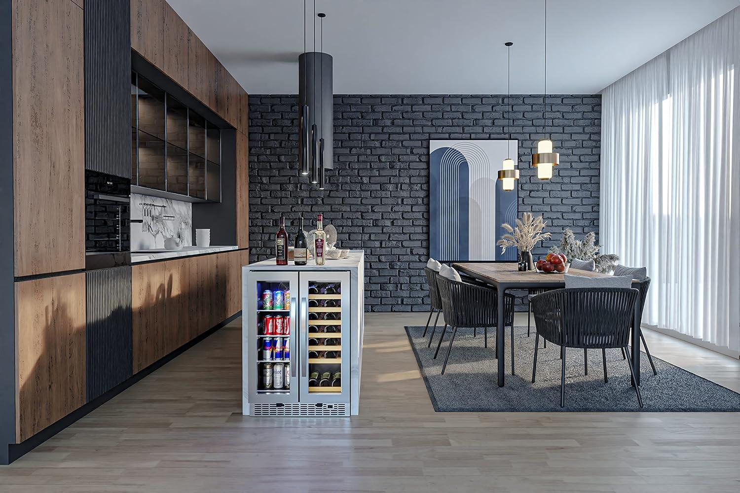 KoolMore Koolmore 24 in. Width 21 Bottles and 60 Cans Dual Zone Freestanding/Built-In Wine & Beverage Refrigerator.