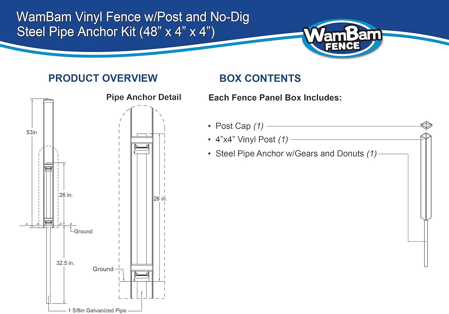 4-ft White Vinyl No-Dig Fence Post with Steel Anchor