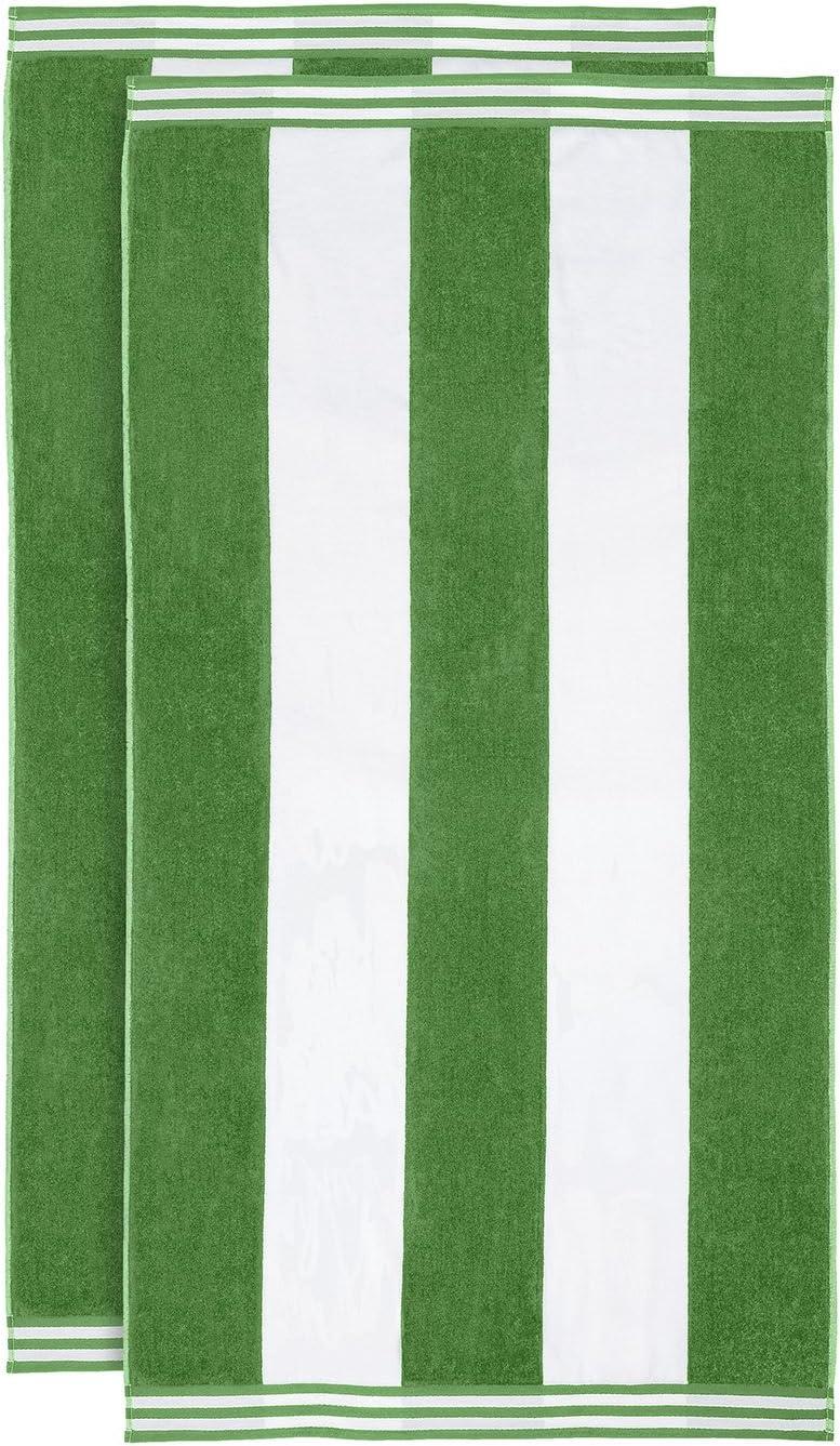 Superior Cotton Striped Oversized Beach Towel, 34" x 64", Green