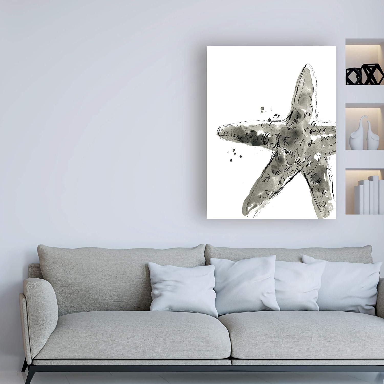 Black and White Abstract Starfish Canvas Print, 18x24