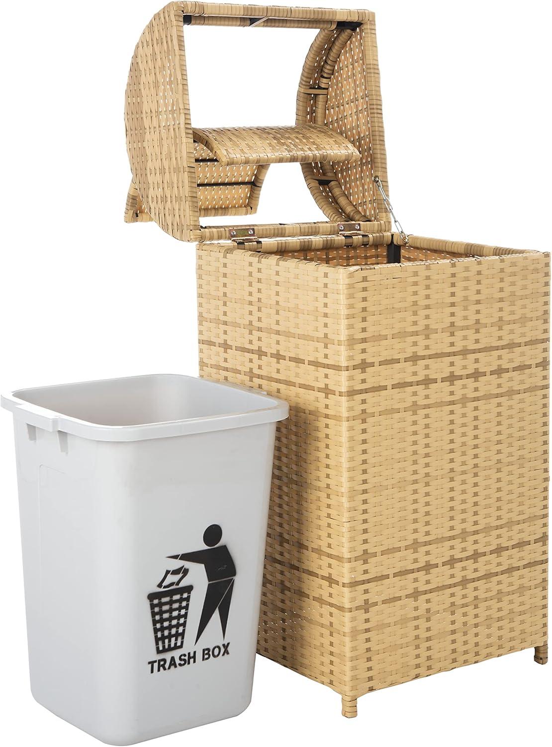 Serapis Outdoor Trash Can - Natural - Safavieh