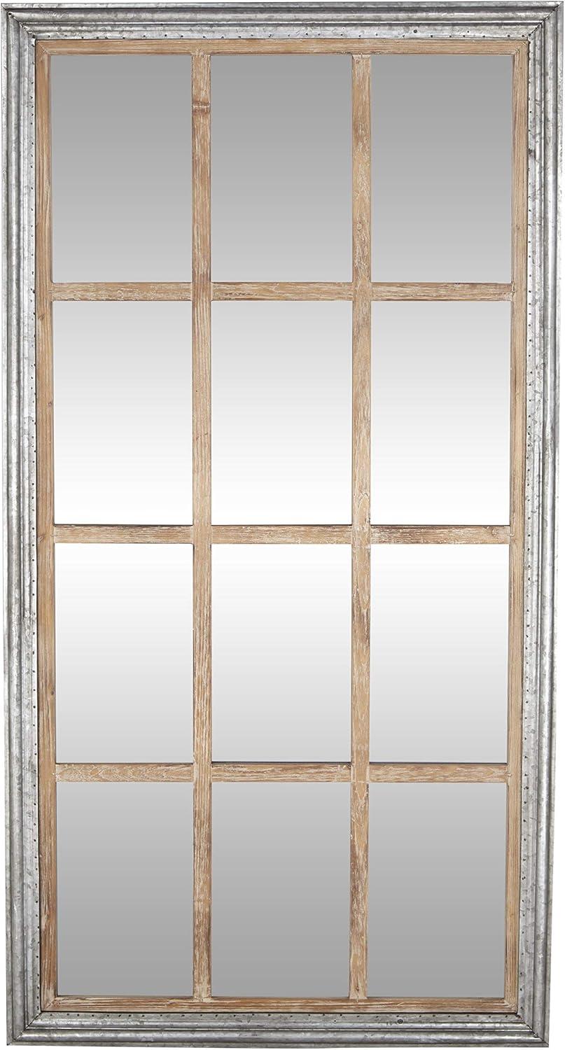 Brown and Silver Full Length Window Pane Mirror