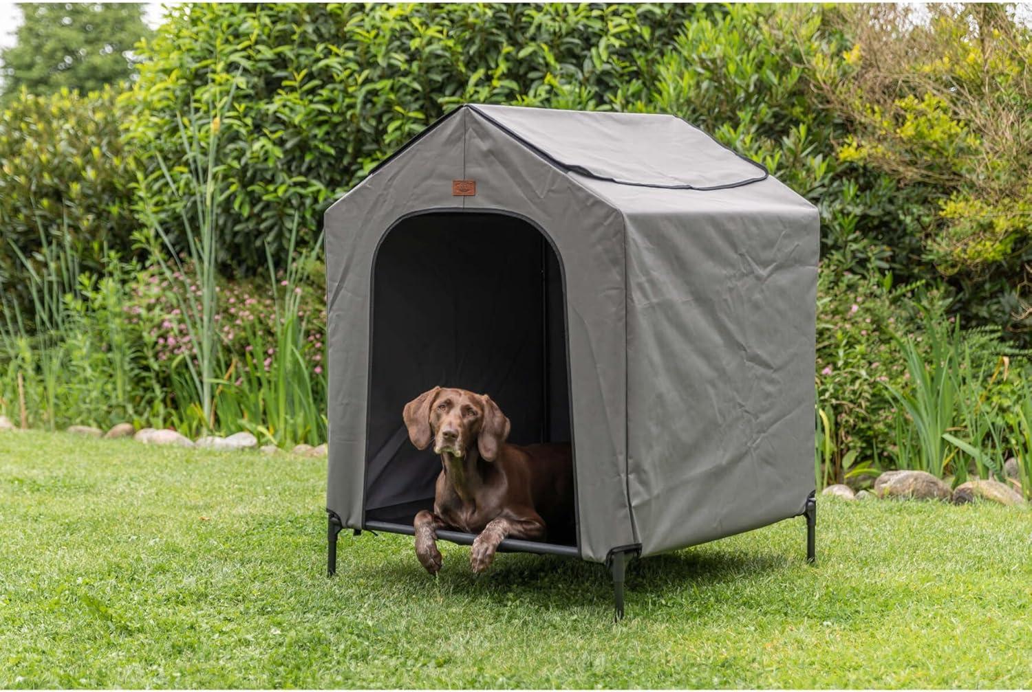 TRIXIE 2-in-1 Elevated Dog House, Portable Pet Camping Cot & Tent, Raised Bed & Dog Shade for Dogs