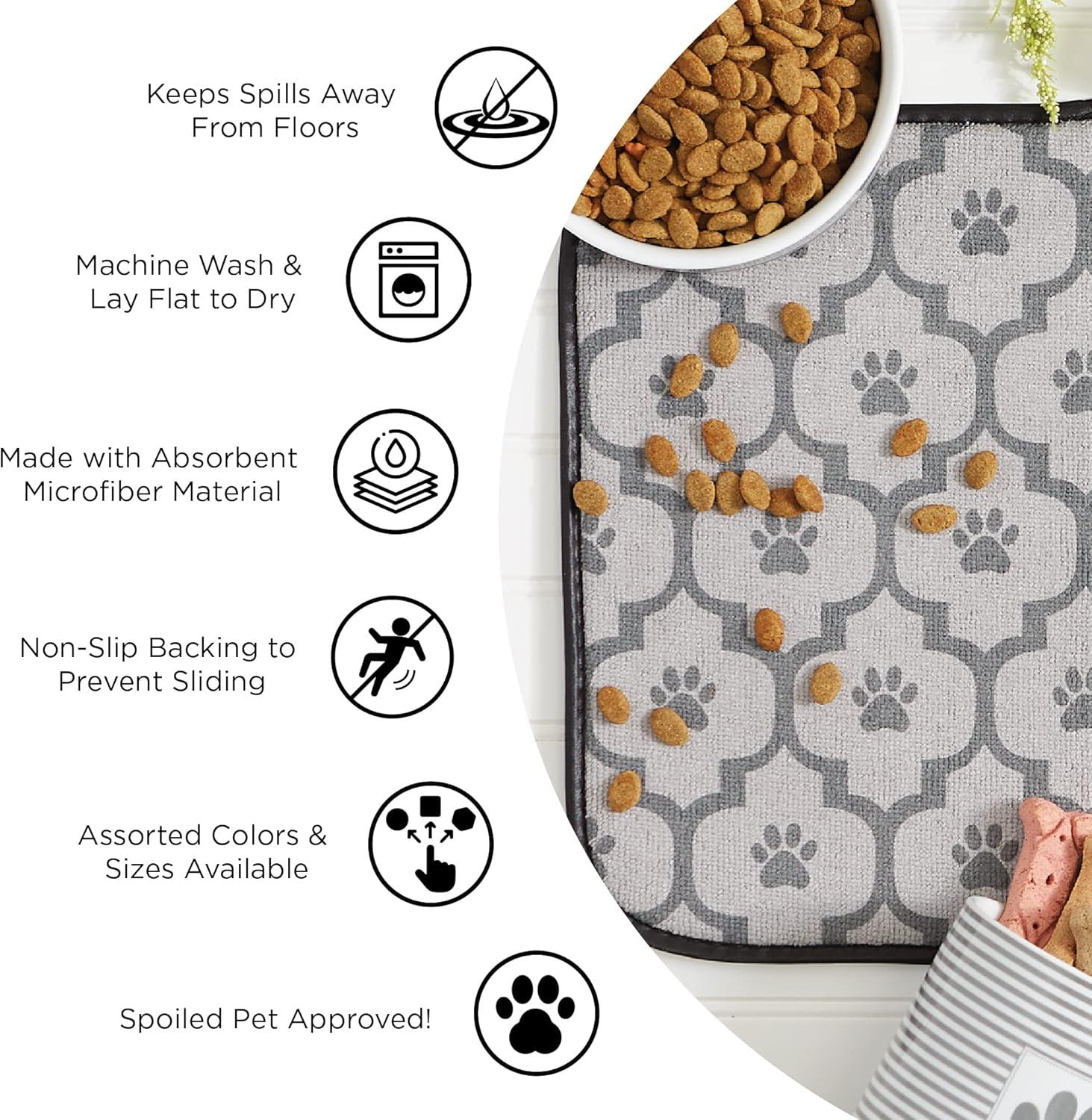 Bone Dry Gray Stripe Lightweight Absorbent Food Mat, Gray