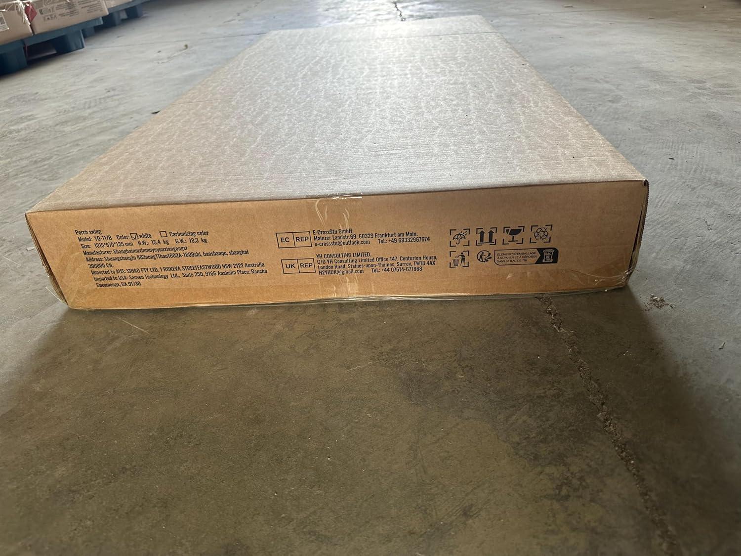 White Fir Wood Heavy Duty Porch Swing with Steel Chains