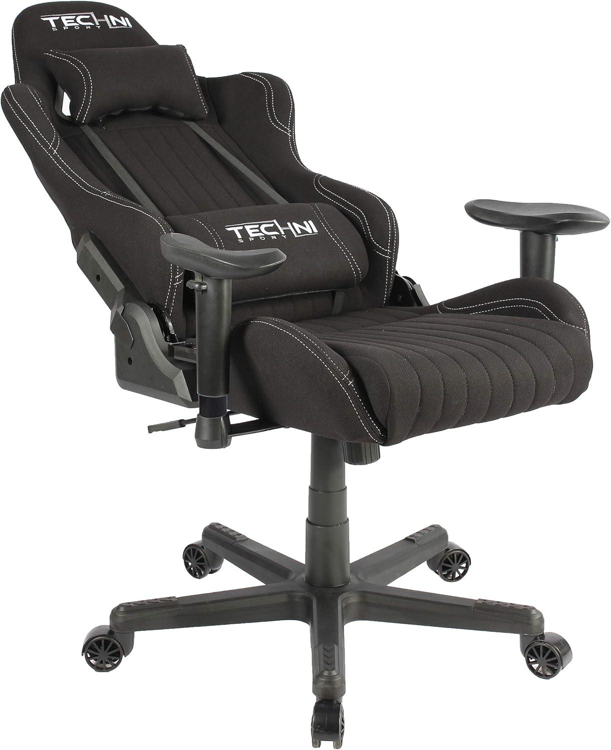 Techni Sport Techni Sport Adjustable Reclining Ergonomic Swiveling PC & Racing Game Chair in Black