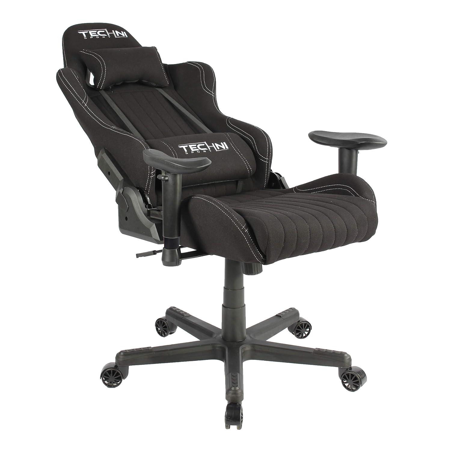Techni Sport Techni Sport Adjustable Reclining Ergonomic Swiveling PC & Racing Game Chair in Black