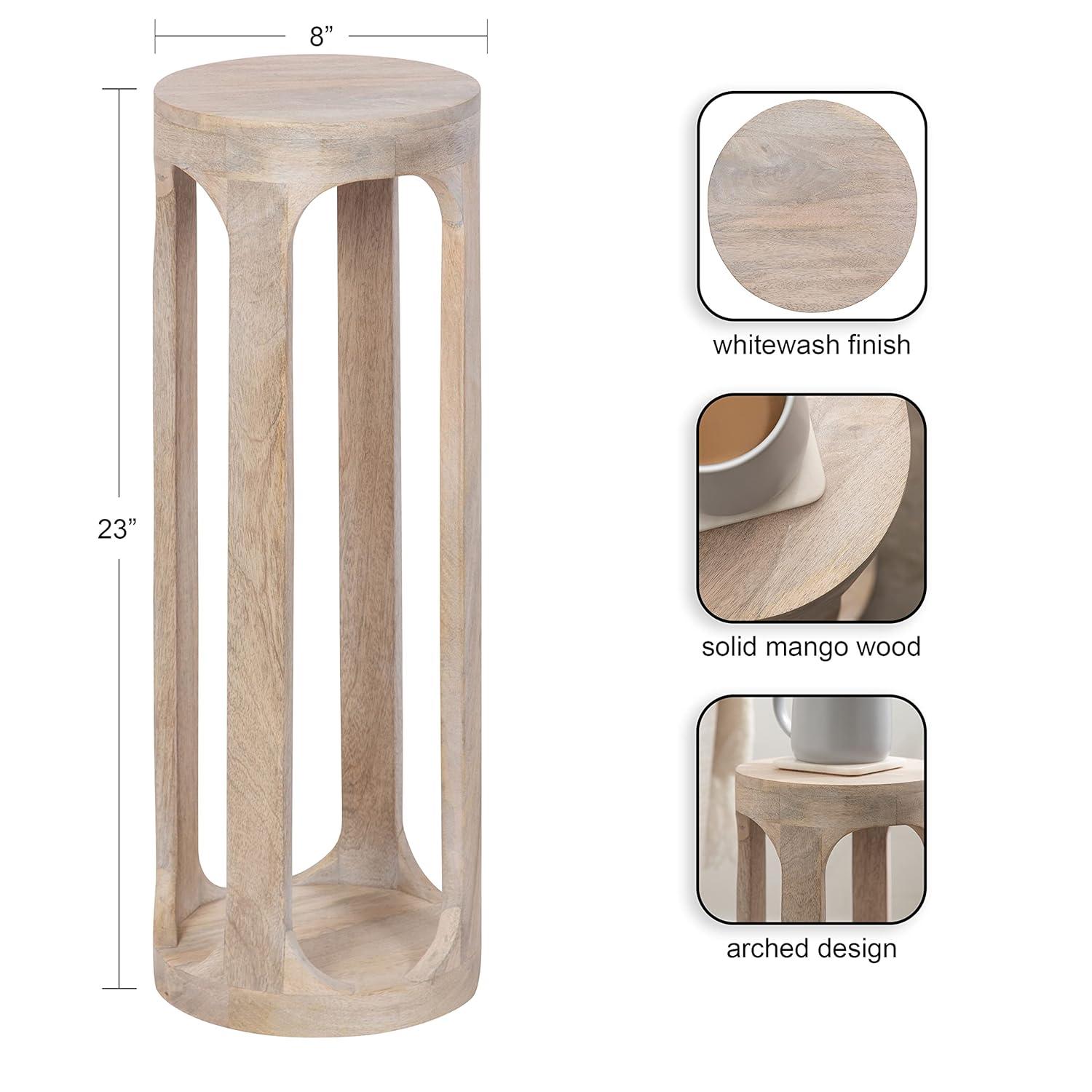 Kate and Laurel Dahl Round Wood Drink Table, 8x8x23, White