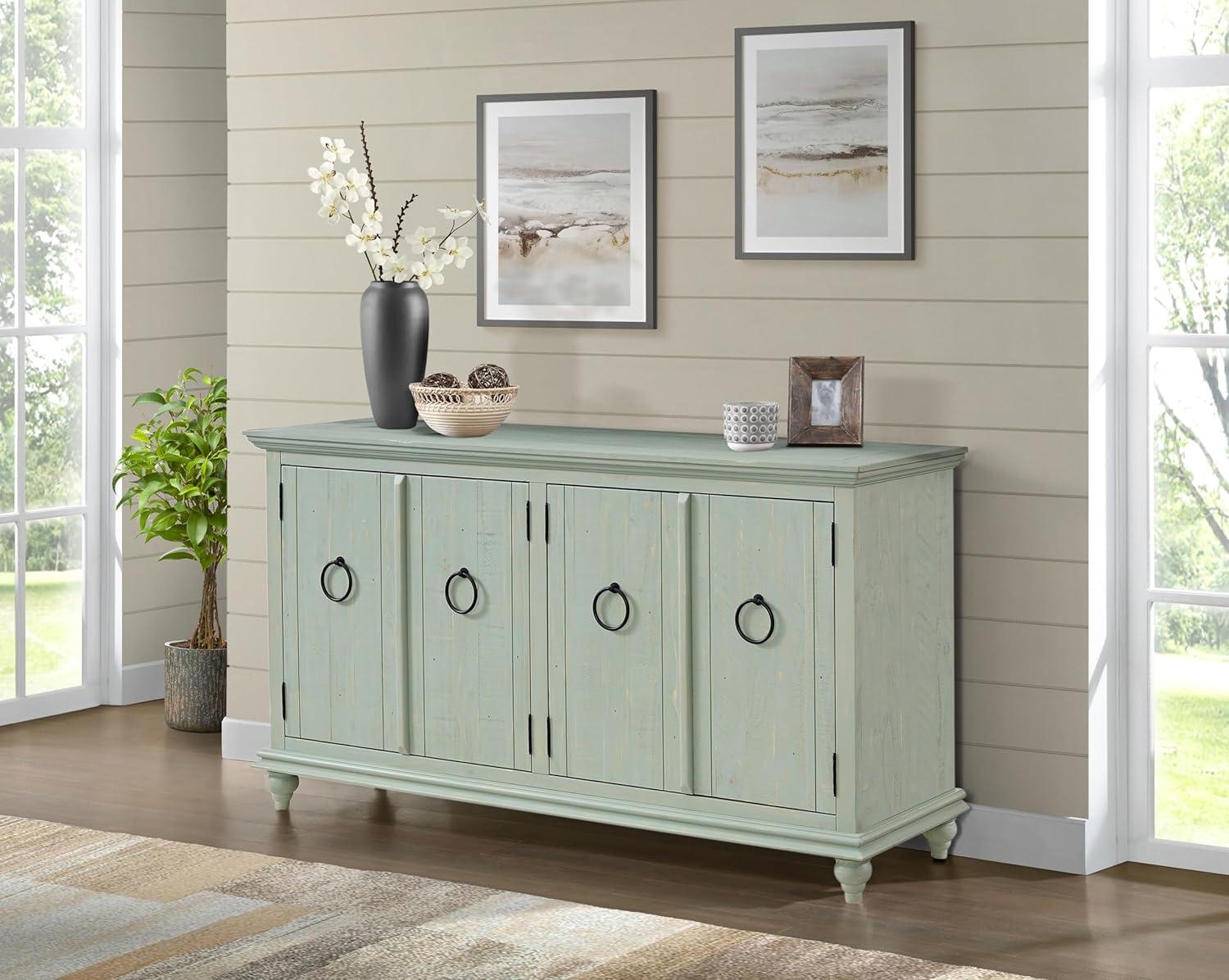 Martin Svensson Home Garden District Rustic Blue Solid Wood 65" TV Stand