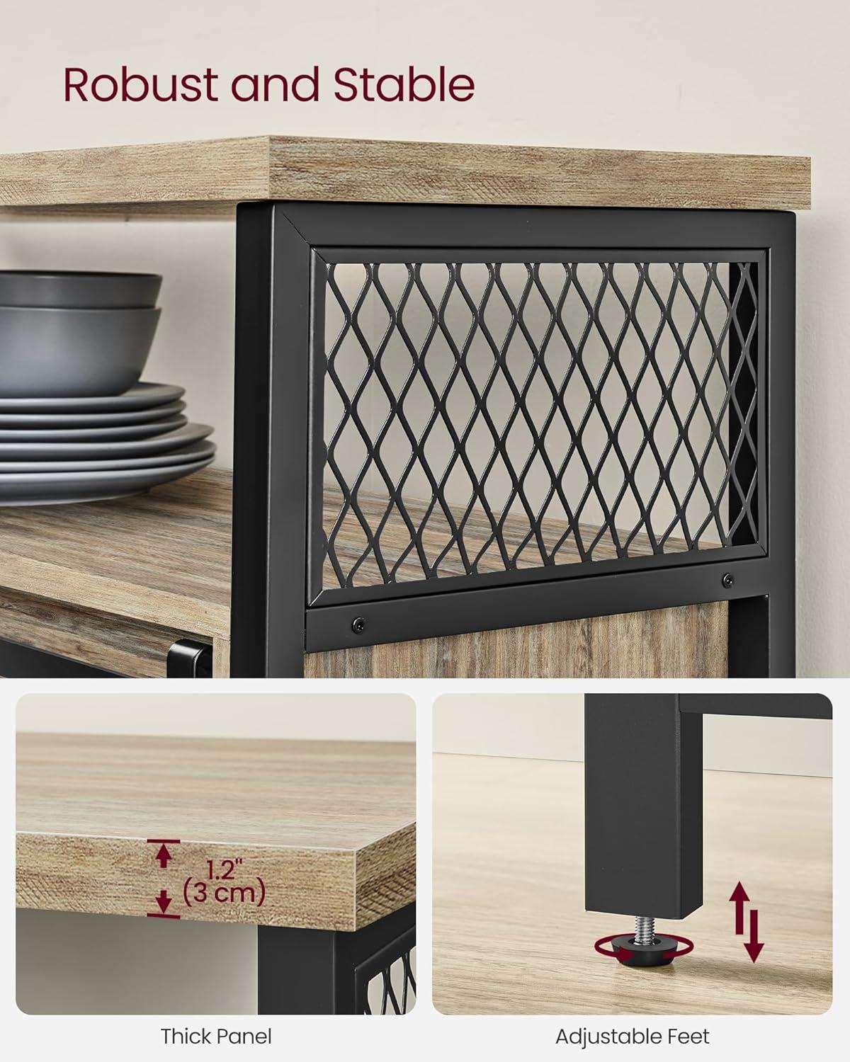 VASAGLE Buffet Cabinet, Storage Cabinet, Sideboard with 2 Sliding Barn Doors, Adjustable Shelves, 13 x 39.4 x 31.5 Inches, for Living Room, Turquoise Brown and Ink Black ULSC092B60