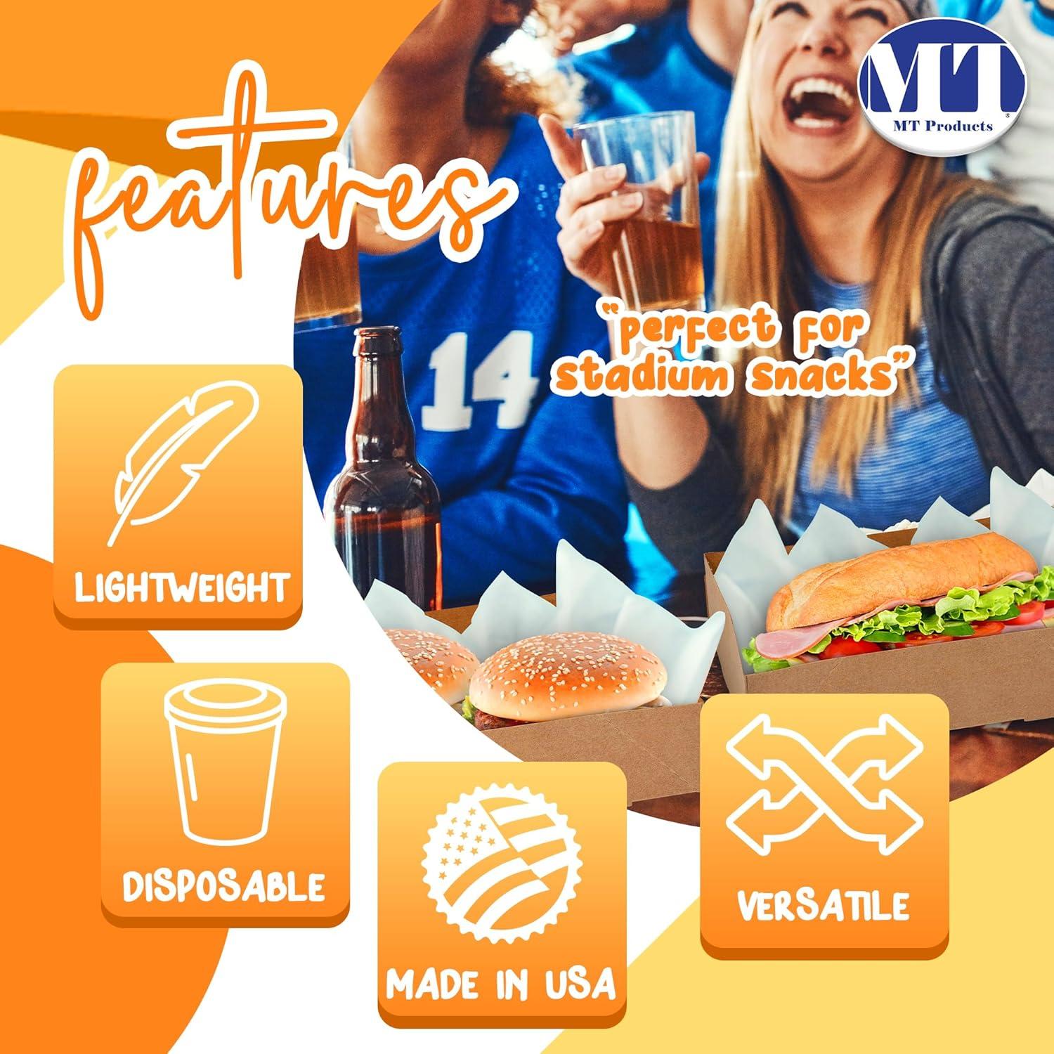 MT Products Brown Paperboard Food and Drink Tray - Pop-Up J-Type Rectangular - Pack of 25