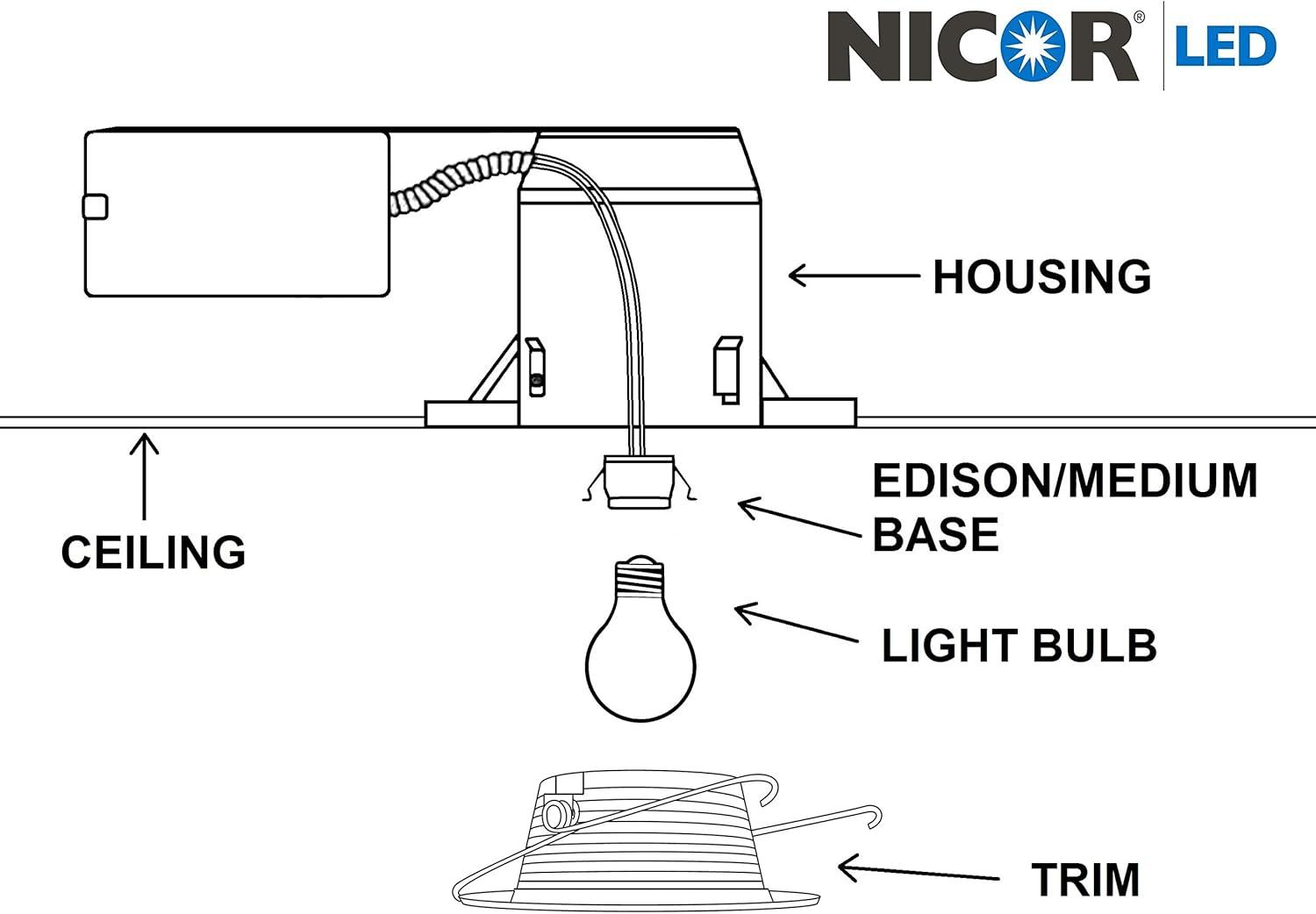 Air-Tight 6'' IC Rated Remodel Recessed Lighting Housing