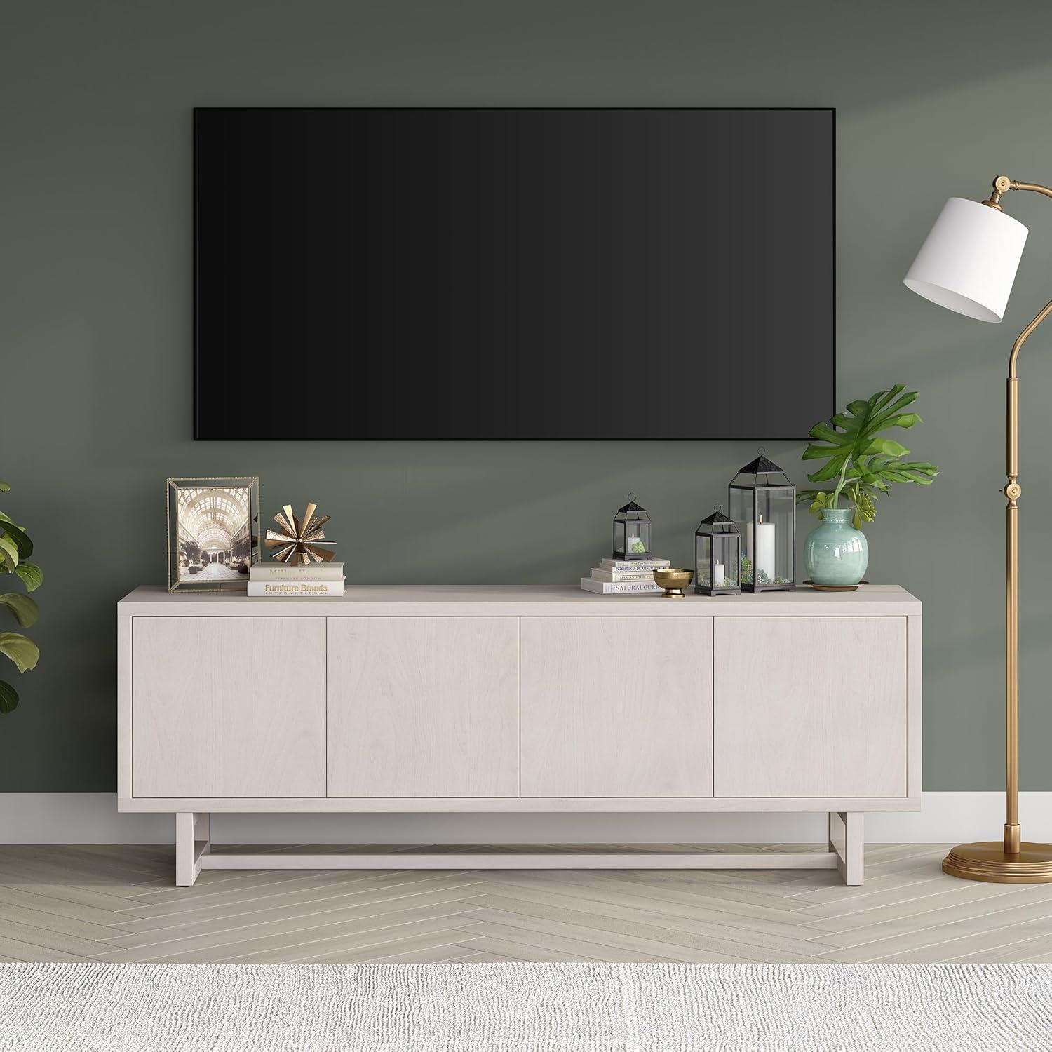 Evelyn&Zoe Cutler Rectangular TV Stand for TV's up to 75", Alder White