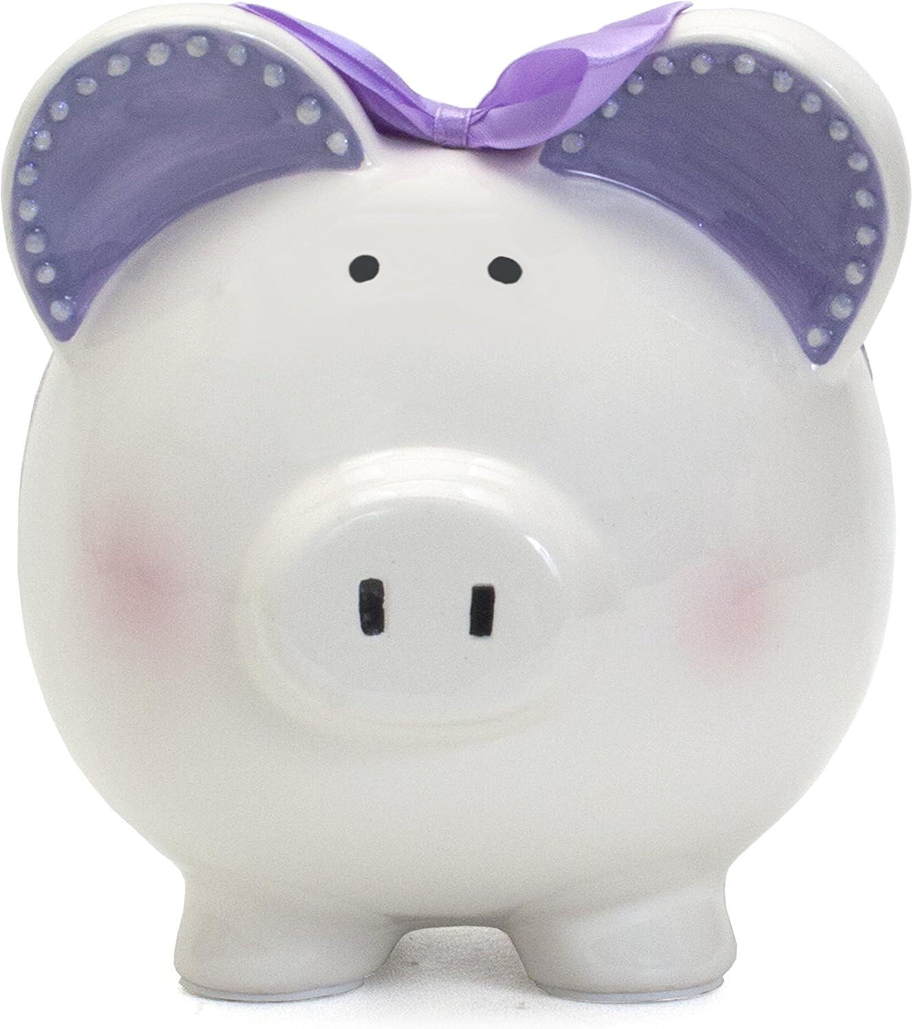 Child to Cherish Ceramic Piggy Bank for Girls, Fairytale Lavender