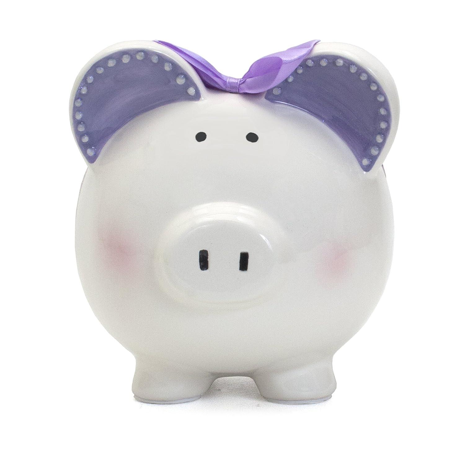 Child to Cherish Ceramic Piggy Bank for Girls, Fairytale Lavender