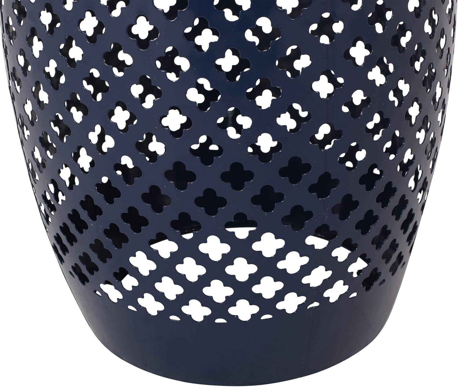 GDF Studio Kalyse Outdoor Lace Cut Side Table with Tile Top, Dark Blue and Multicolored