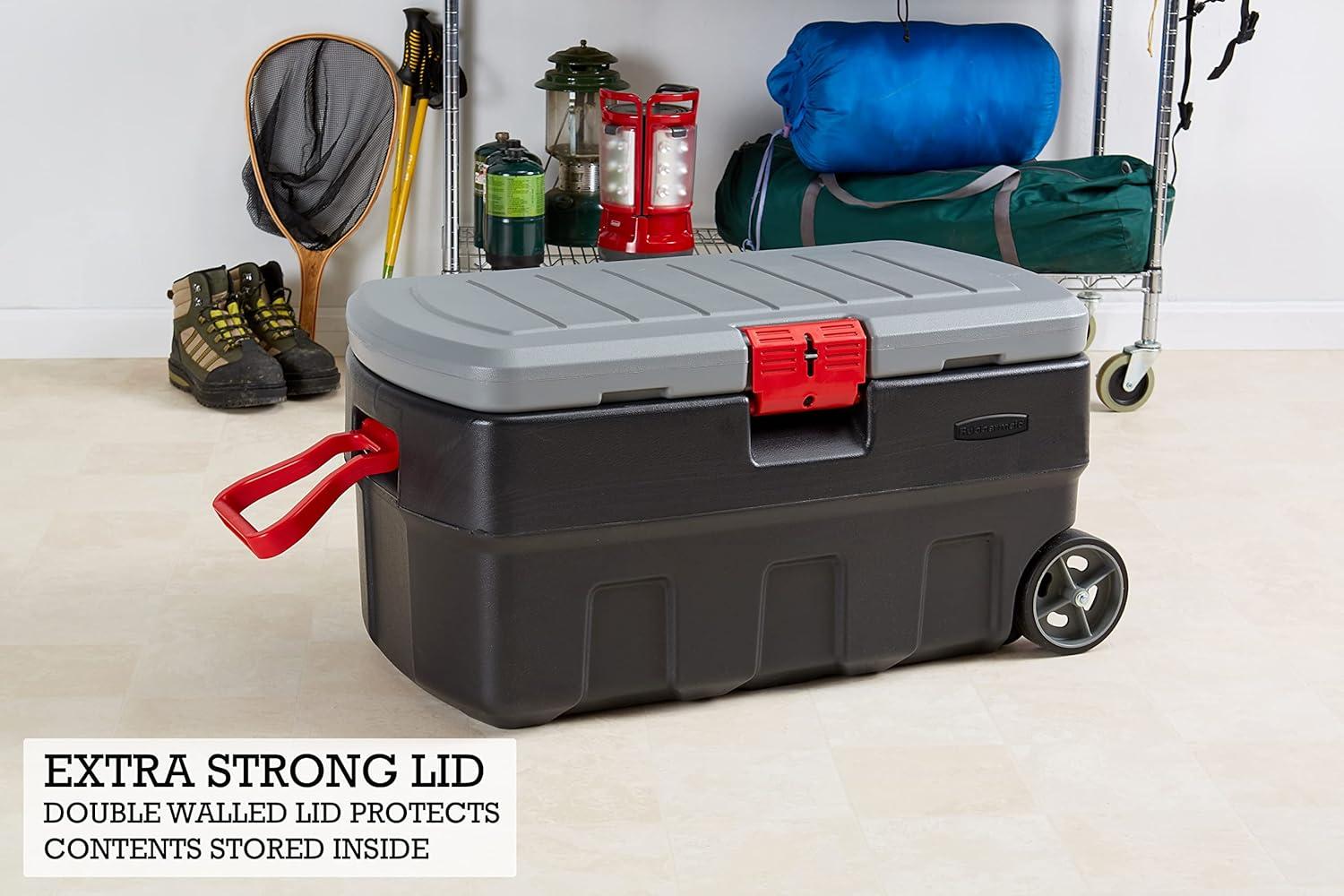 Rubbermaid Rubbermaid 35 Gal Wheeled Action Packer Heavy Duty Storage Tote with Lockable Lid