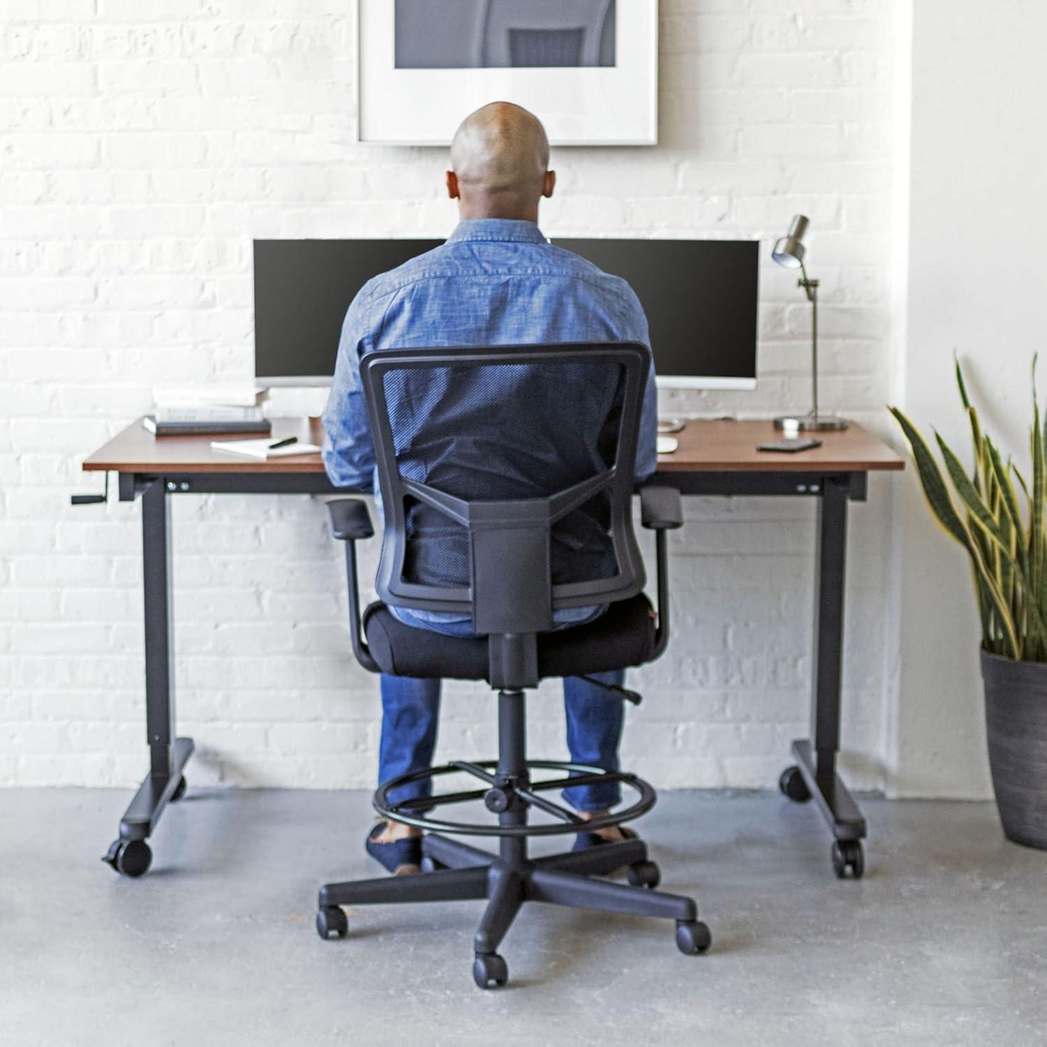 Stand Up Desk Store Sit to Stand Drafting Task Stool Chair for Standing Desks with Adjustable Footrest and Armrests