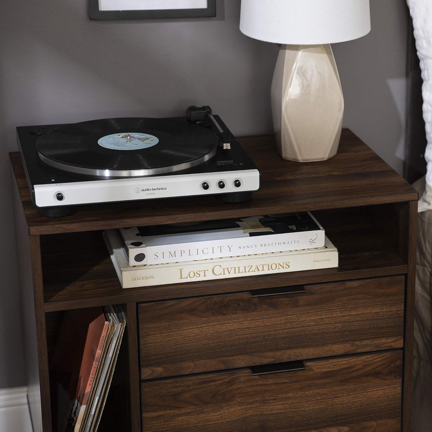 Lincoln 25" Modern Storage Bedroom Nightstand in Dark Walnut