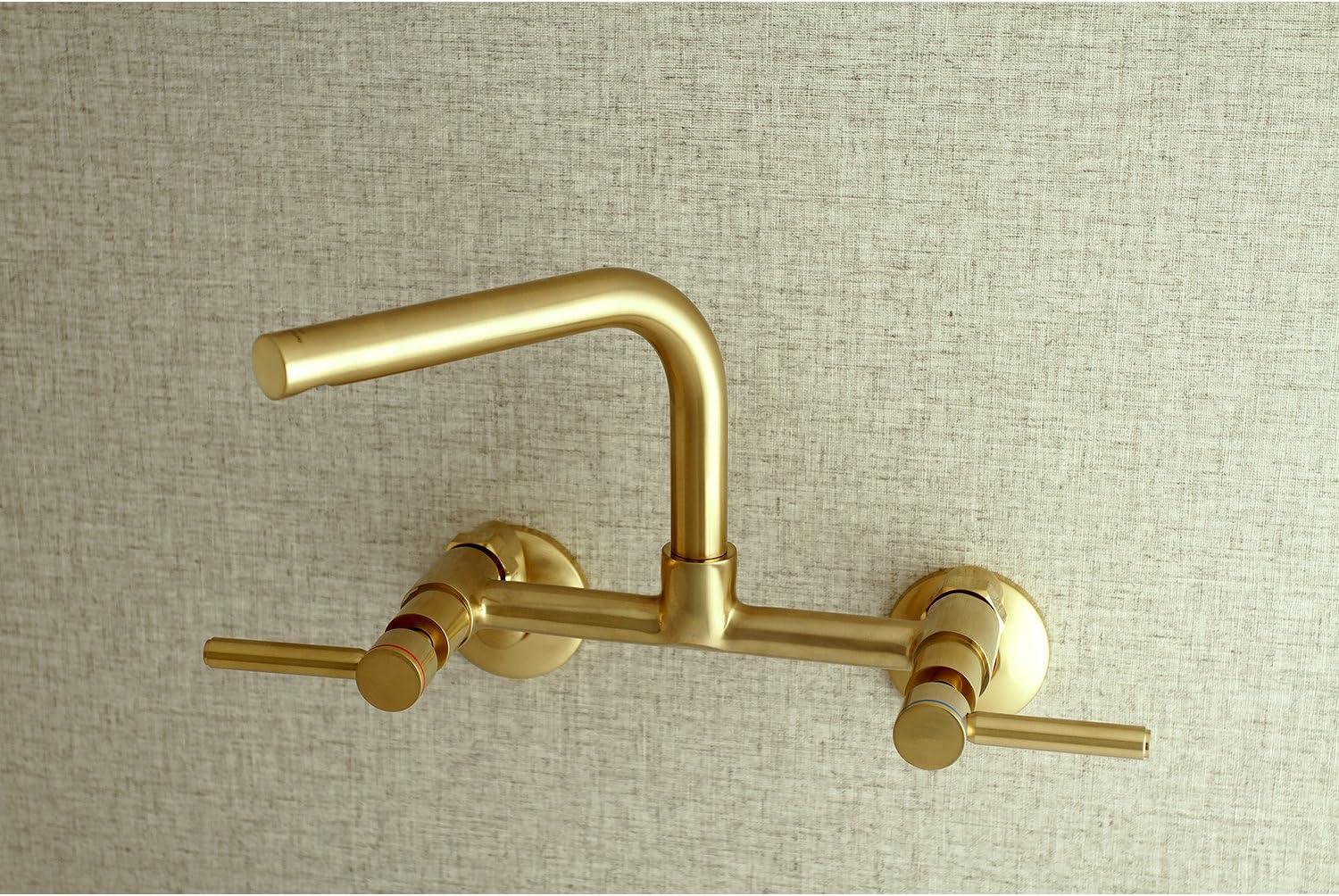 Kingston Brass KS812SB Kingston Brass Concord Double-Handle 2-Hole Wall-Mount Bridge Kitchen Faucet