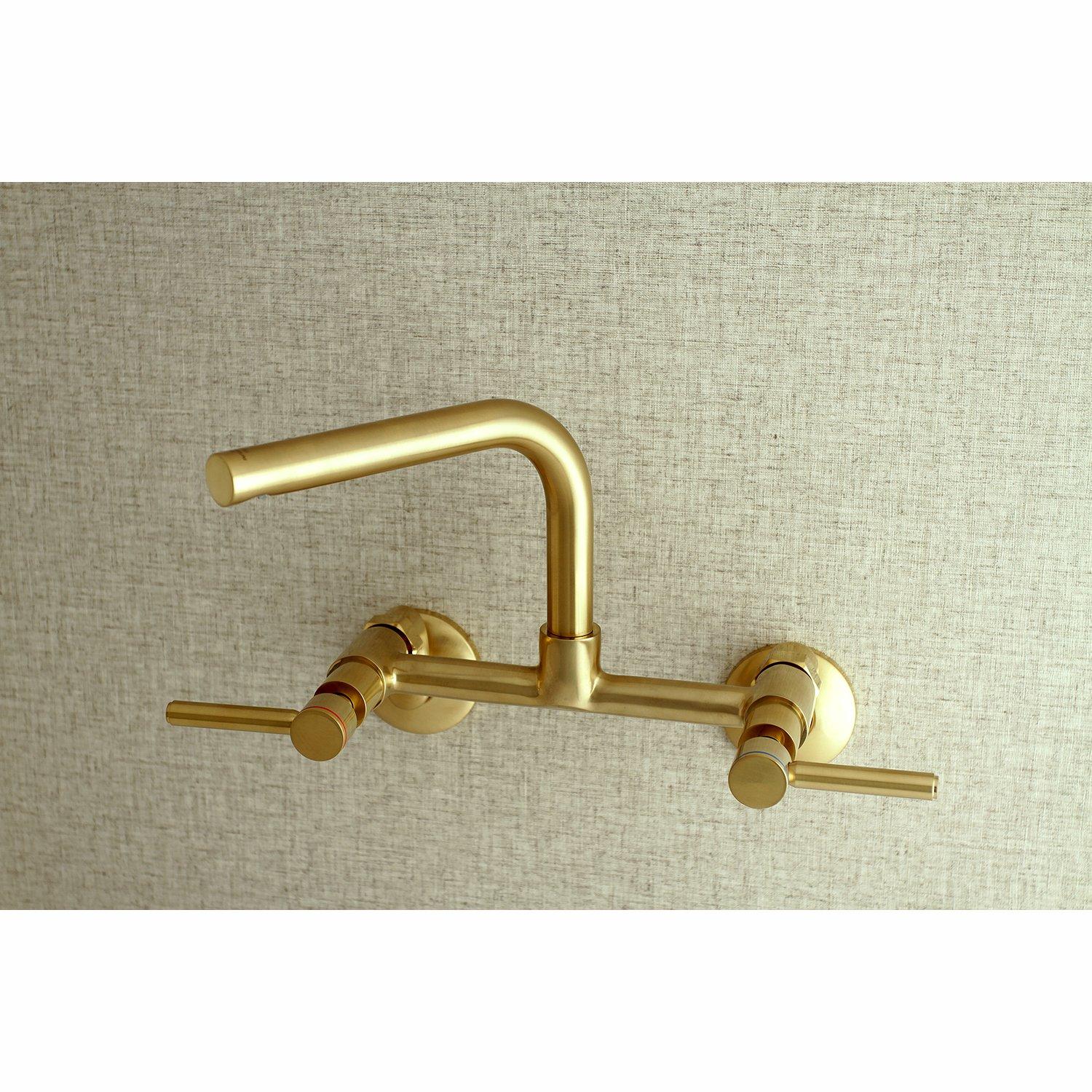 Kingston Brass Kingston Brass Concord Double-Handle 2-Hole Wall-Mount Bridge Kitchen Faucet KS812PN
