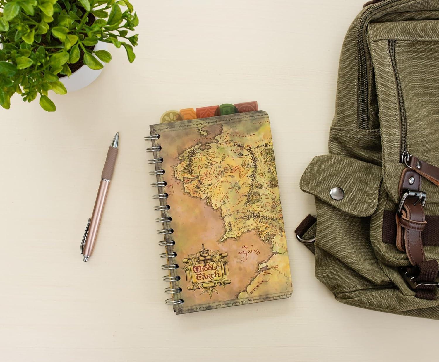 Silver Buffalo The Lord Of The Rings Map Of Middle-earth 5-Tab Spiral Notebook With 75 Sheets