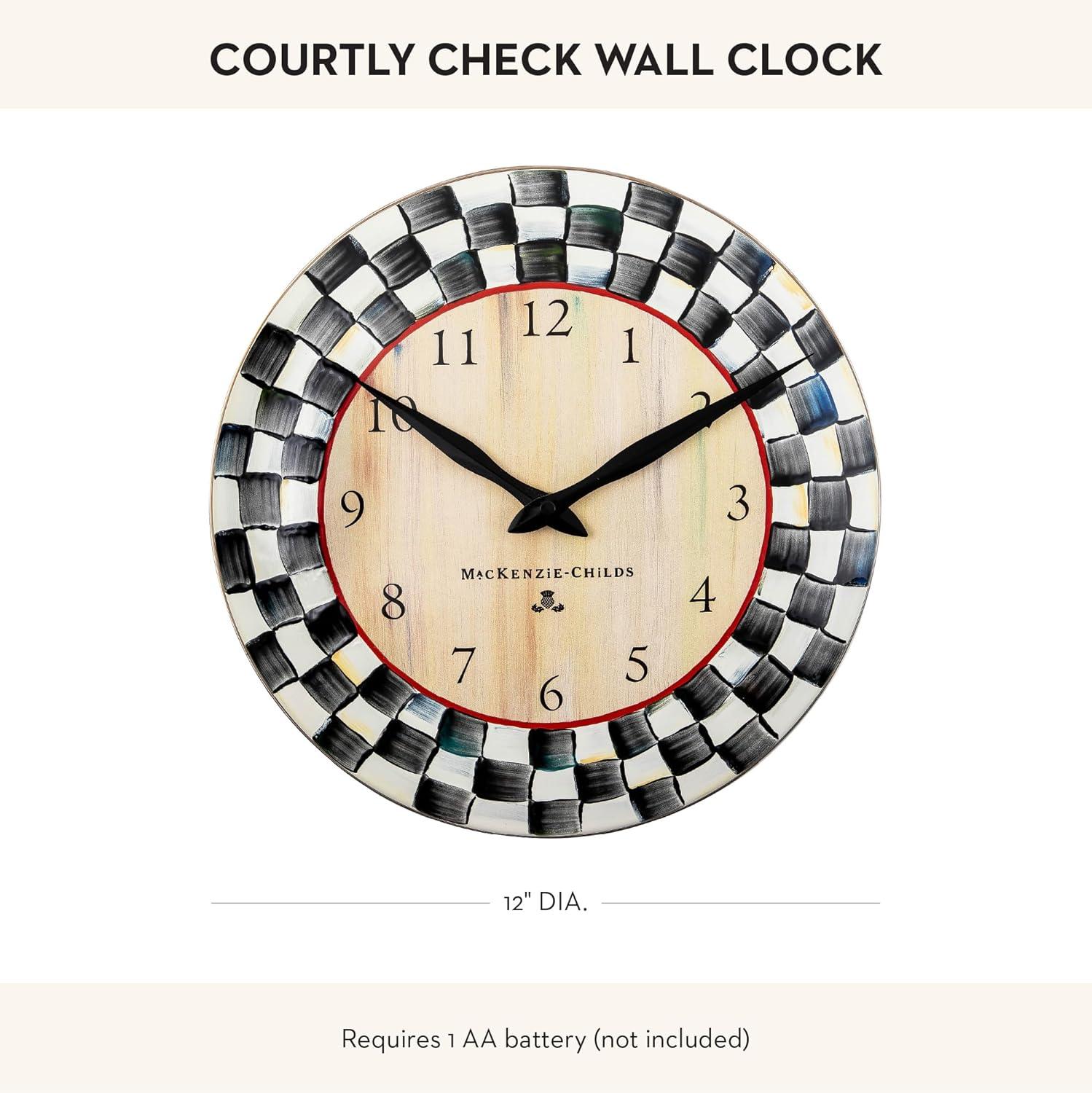 Black-and-White Courtly Check Hand-Painted Steel Wall Clock