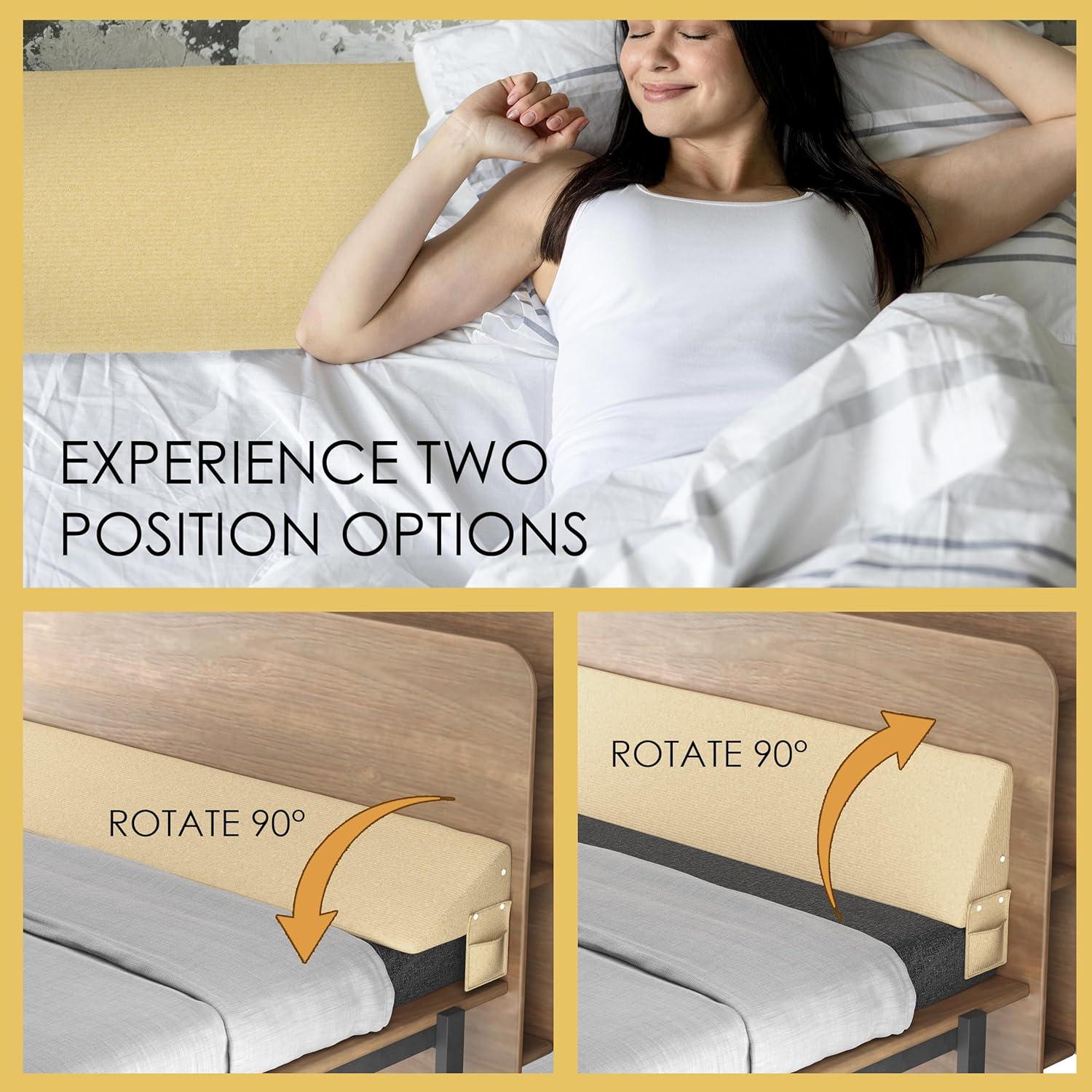 Queen Size (58"x11"x6") Bed Wedge Pillow Gap Filler for Headboard/Bed Mattress, Fills Gaps (0-8"), Supports Neck and Stops Pillow from Falling Down Ultra Comfortable Washable Cover