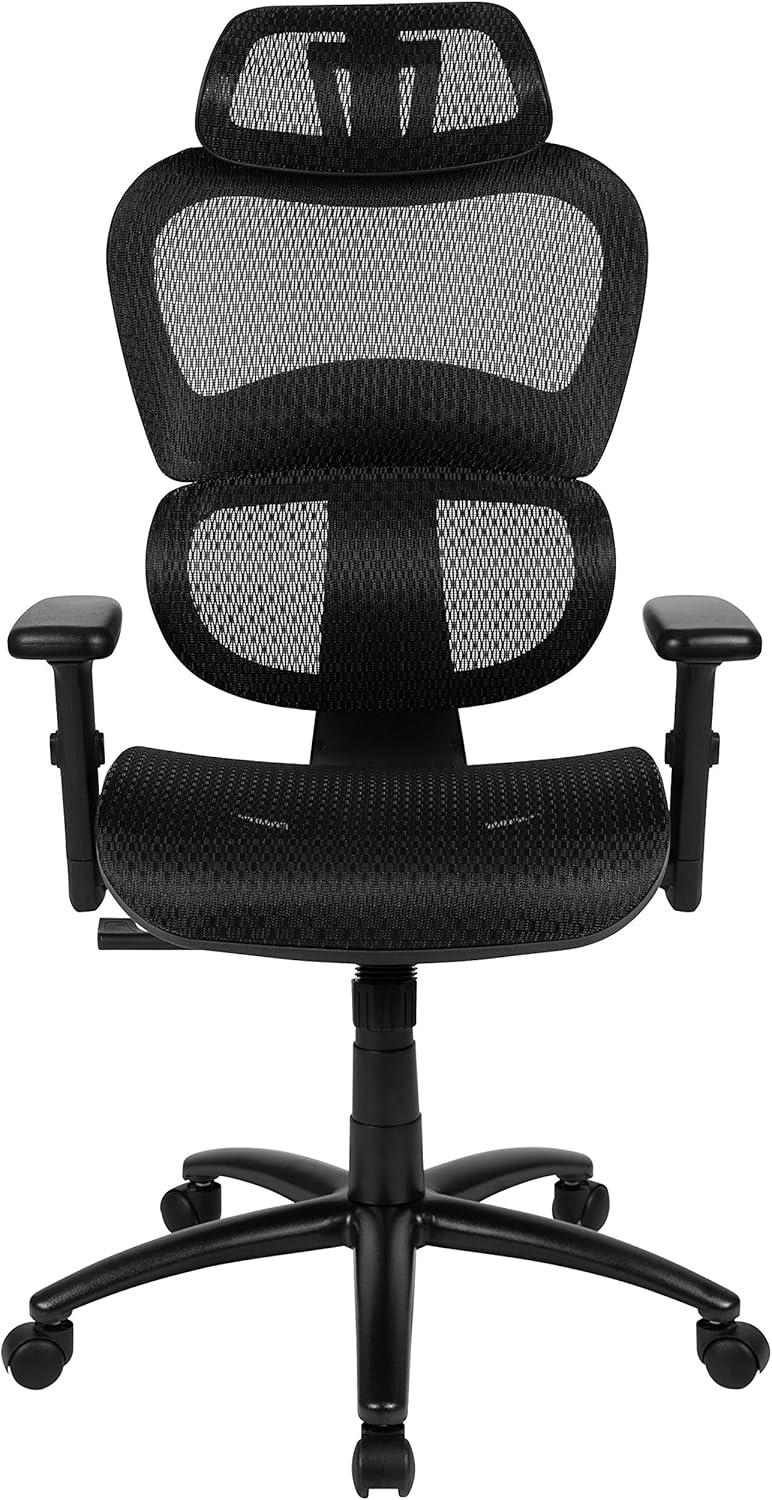 Flash Furniture Ergonomic Mesh Office Chair with 2-to-1 Synchro-Tilt, Adjustable Headrest, Lumbar Support, and Adjustable Pivot Arms