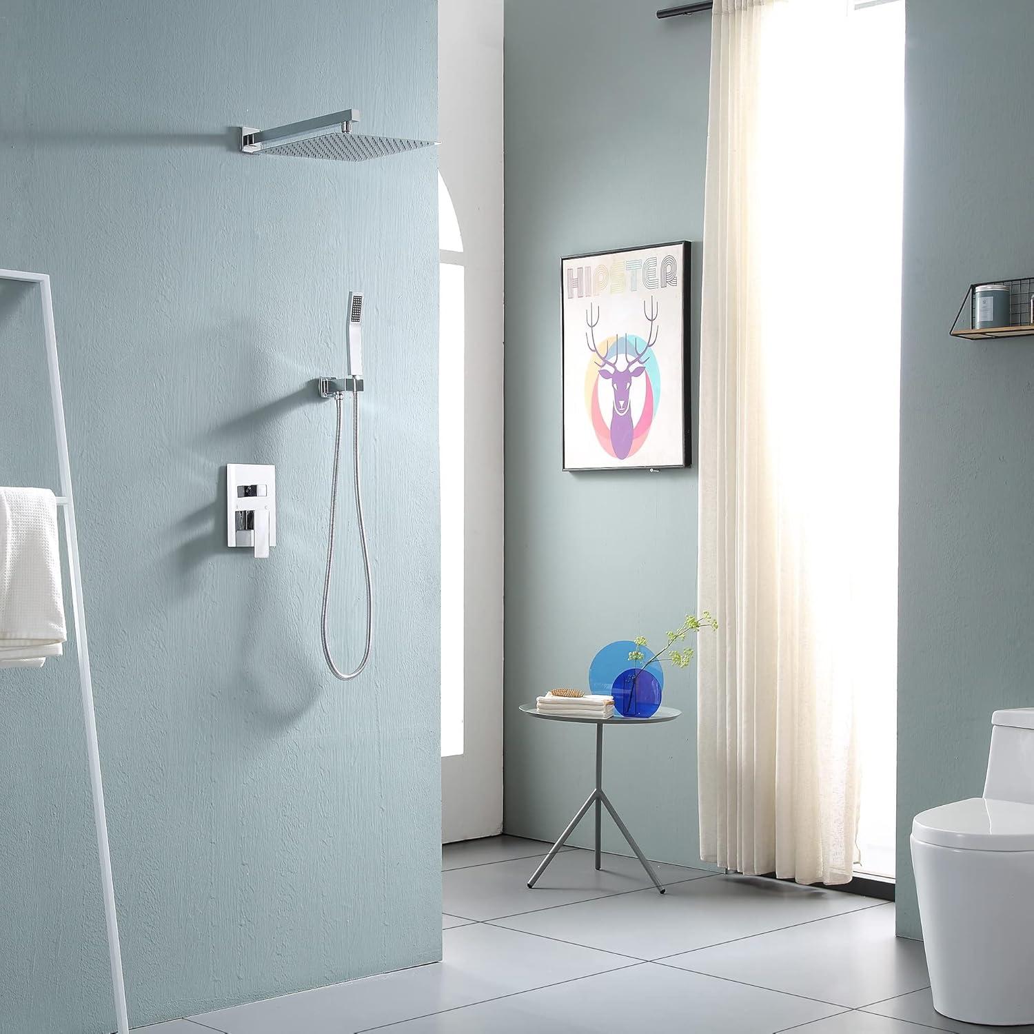 Lordear 10 Inches Luxury Wall Mounted Rainfall Shower Head System