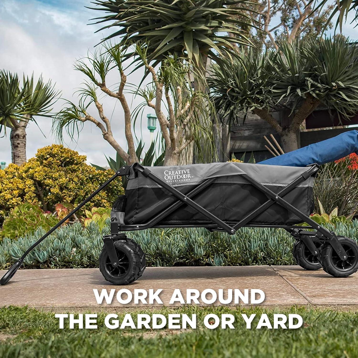 Wagonsrus Creative Outdoor Collapsible Folding Wagon, All-Terrain, Black