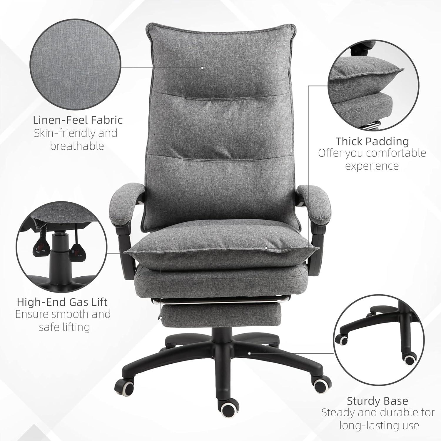 Gray High Back Swivel Executive Fabric Office Chair