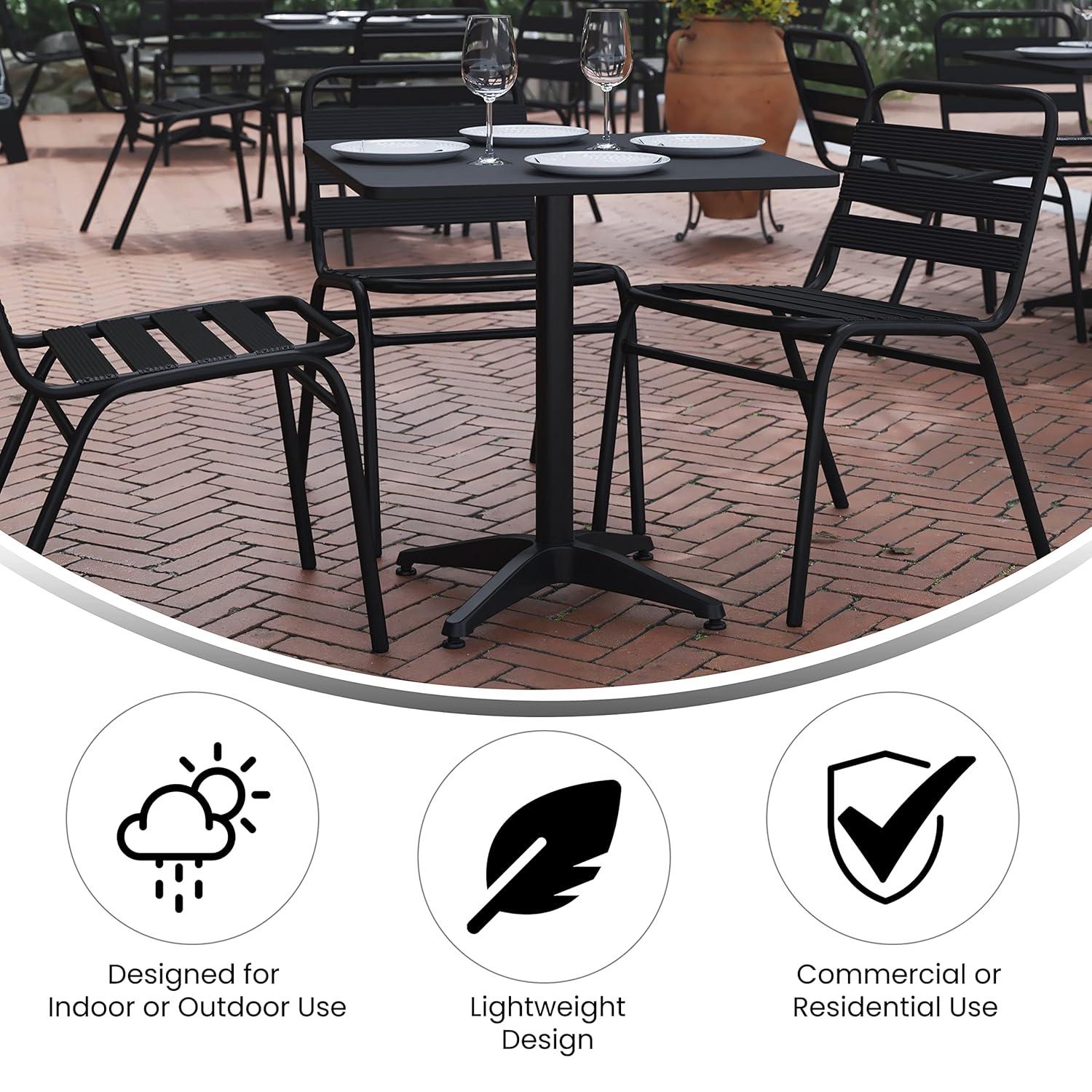 Flash Furniture Juego de Comedor de Aluminio para Terraza de 5 Piezas con Mesa Cuadrada y 4 Sillas con Respaldo de Listones, Plateado
