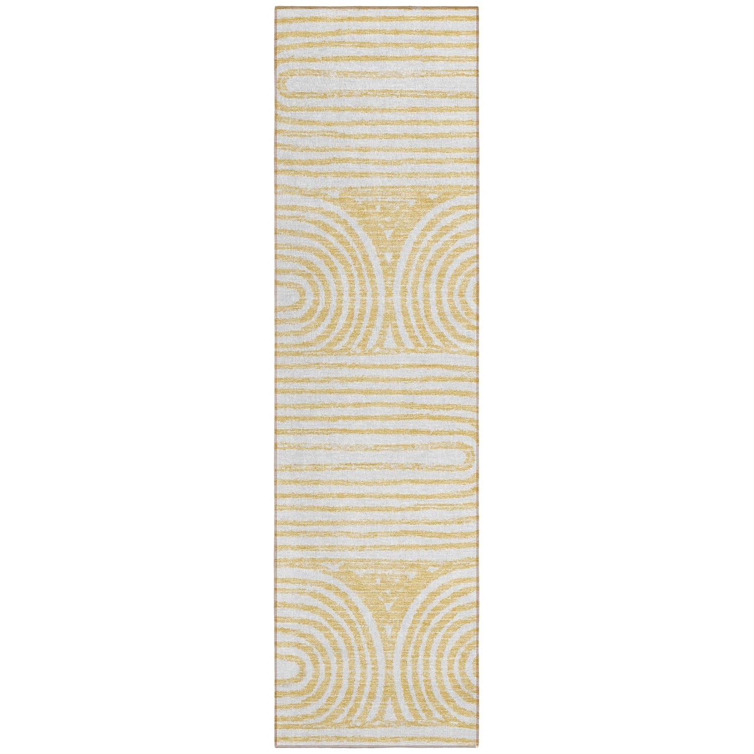 Addison Rugs Chantille Indoor/Outdoor Contemporary Art Deco Gold Washable Runner Rug, 2'3" x 7'6"