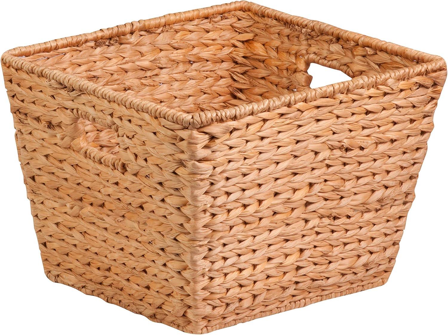 Honey-Can-Do Natural Water Hyacinth Large Storage Basket with Cut-out Handles