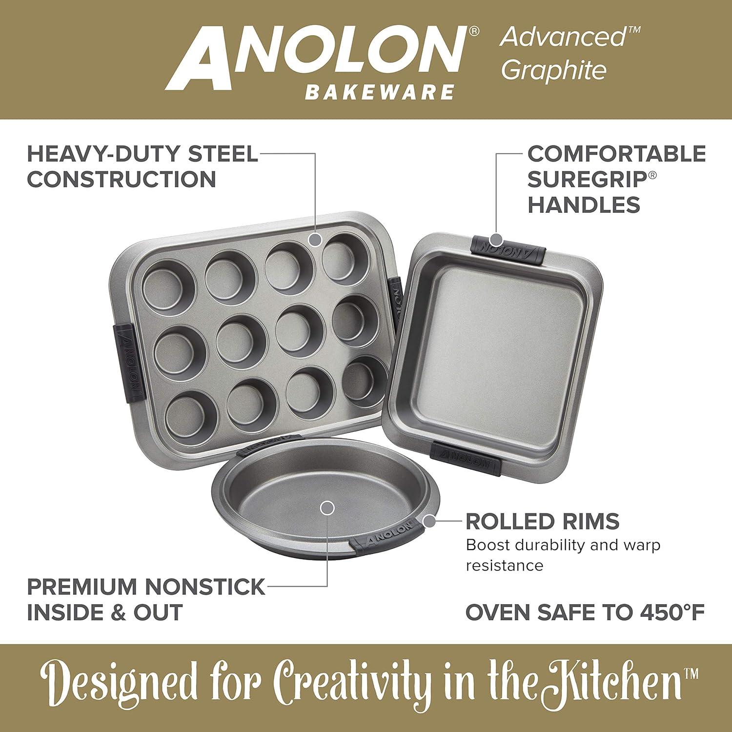 Anolon Advanced Bakeware10 inch x 15 inch Nonstick Sheet Pan and Crisper Set, Graphite