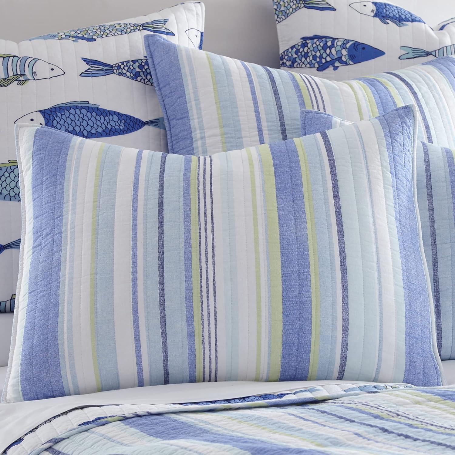 Catalina  Quilt Set - Twin/Twin XL Quilt and One Standard Pillow Sham Blue and Green - Levtex Home