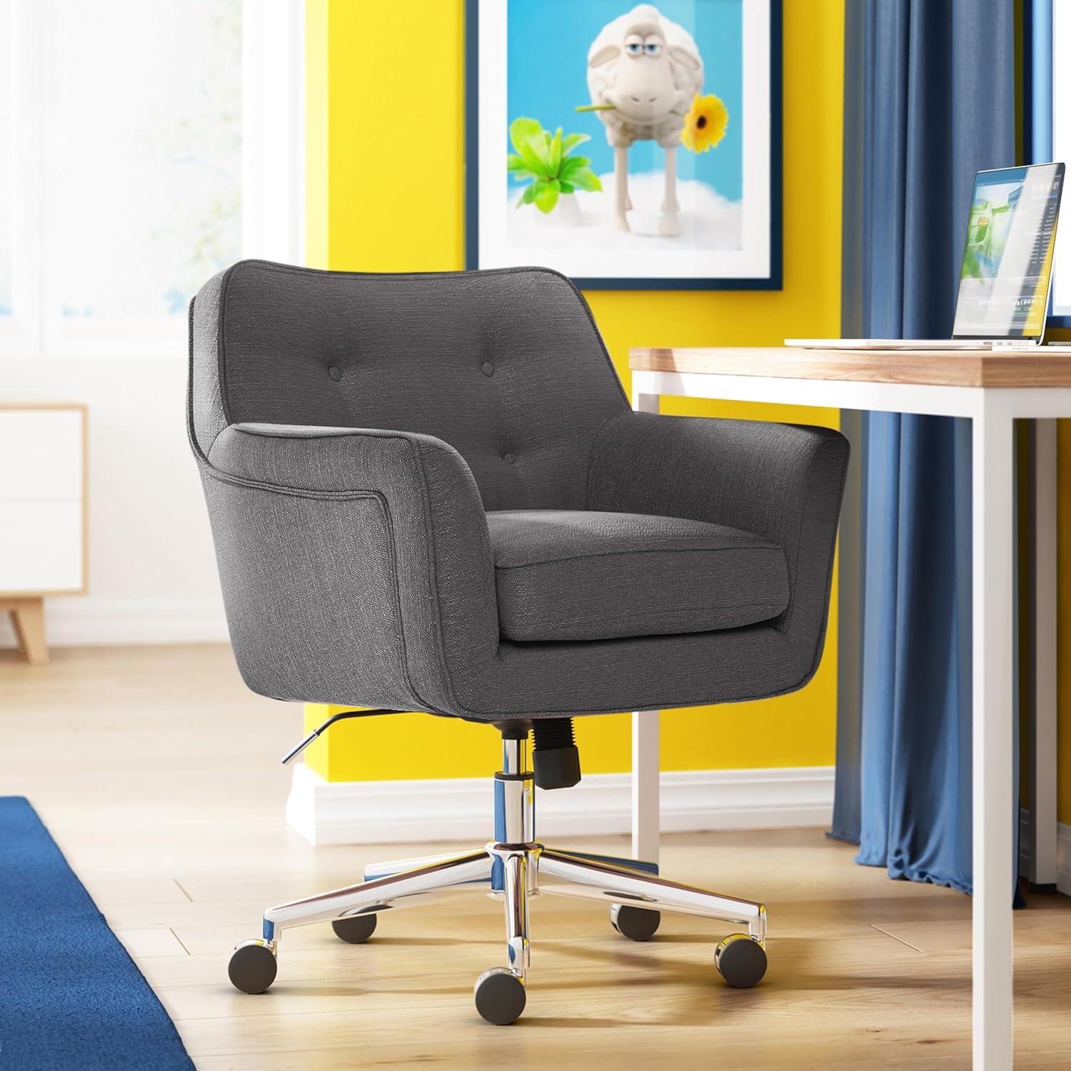 Serta Ashland Modern Office Chair, Mid-Back, Quality Memory Foam Cushion, Metal Base Chrome Finish