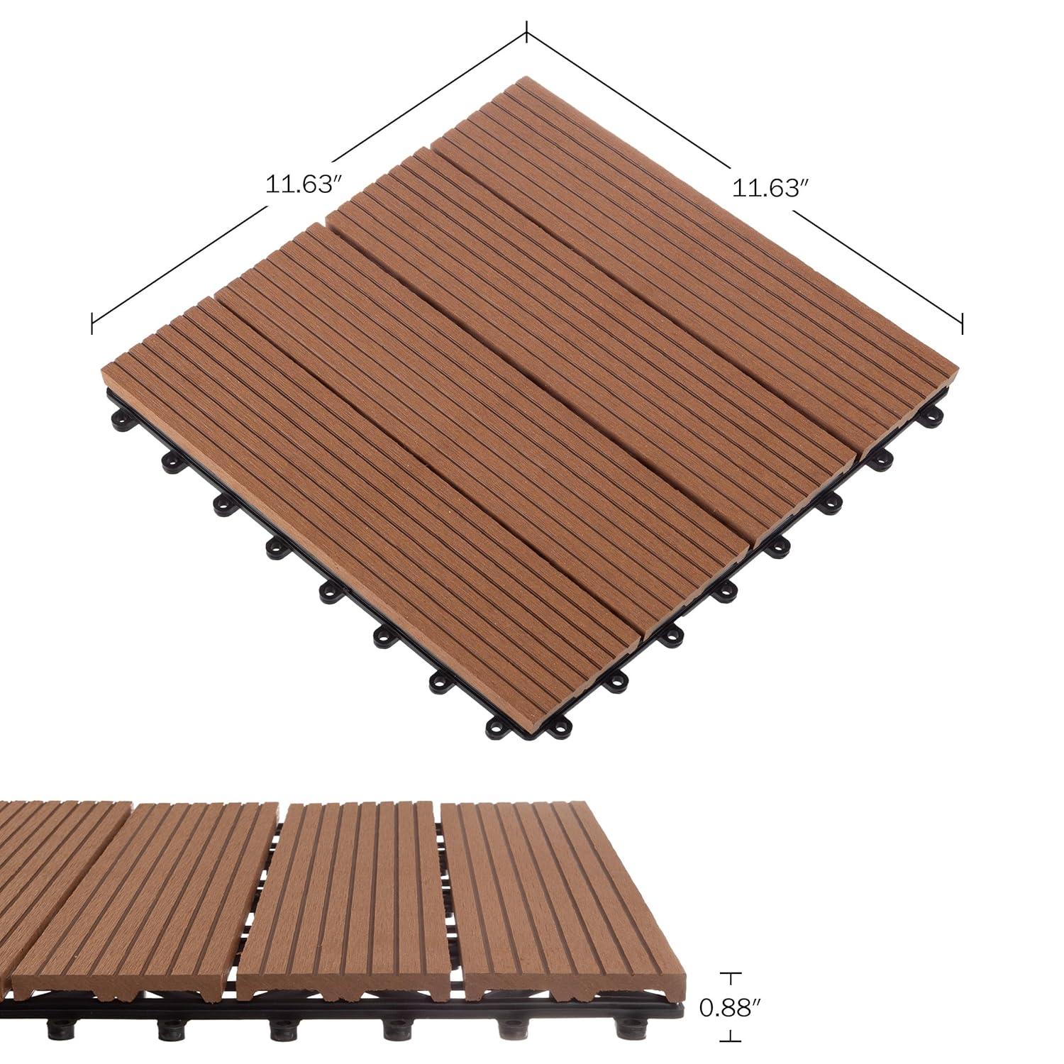 Pure Garden 11.63" x 11.63" Interlocking Deck Tile - Patio Tiles (Set of 30)