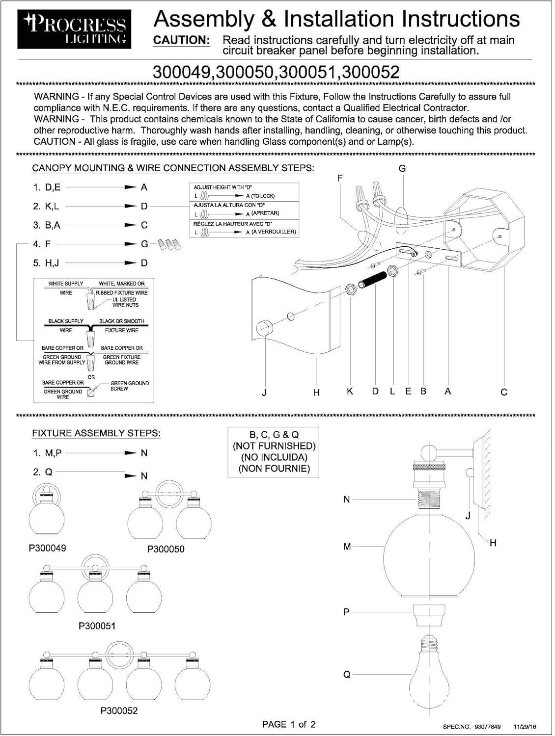 Progress Lighting Hansford 1-Light Bath & Vanity Fixture, Antique Bronze, Clear Spherical Shade