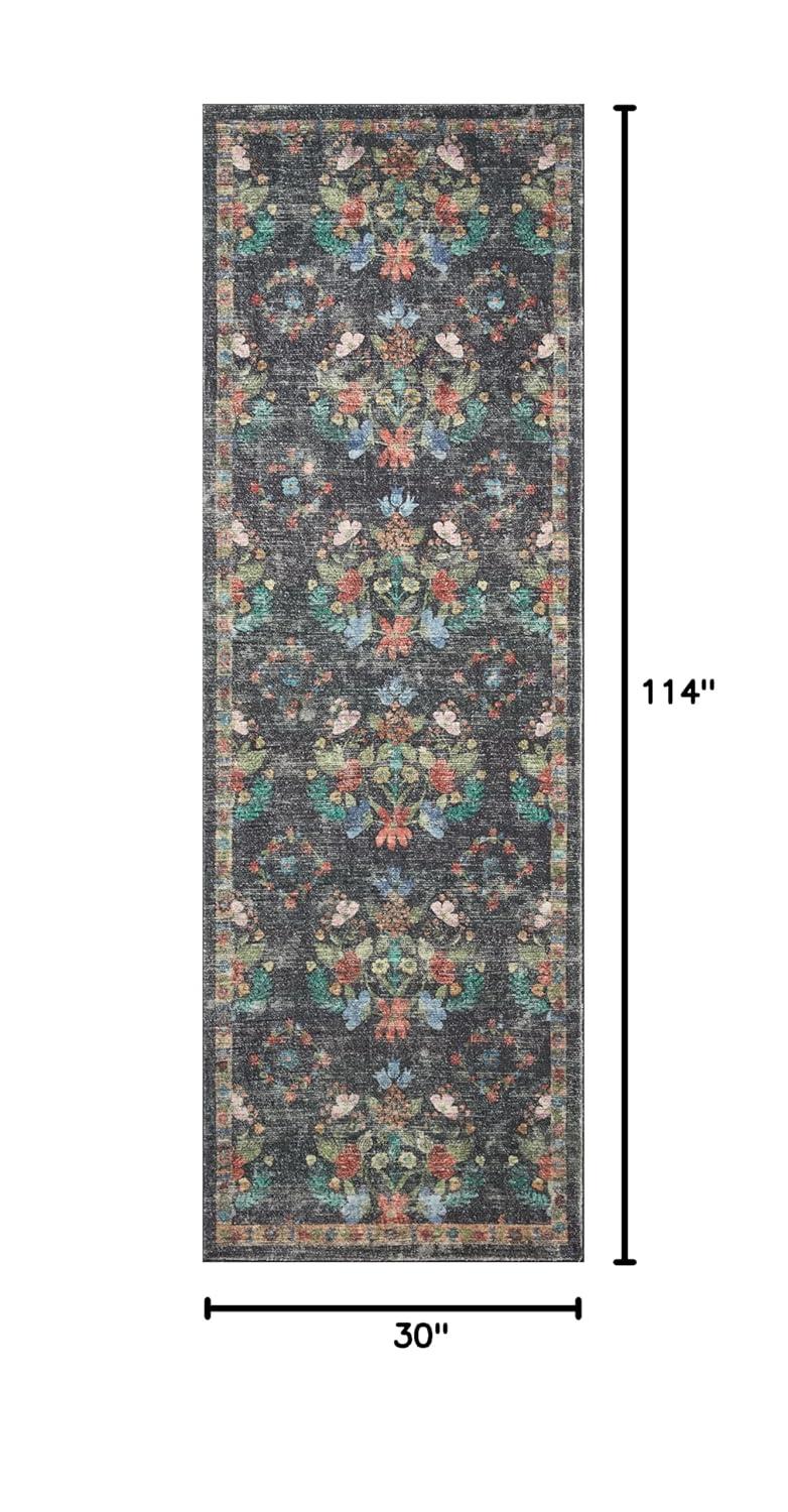 Rifle Paper Co. x Loloi Courtyard Charcoal Area Rug feat. CloudPile
