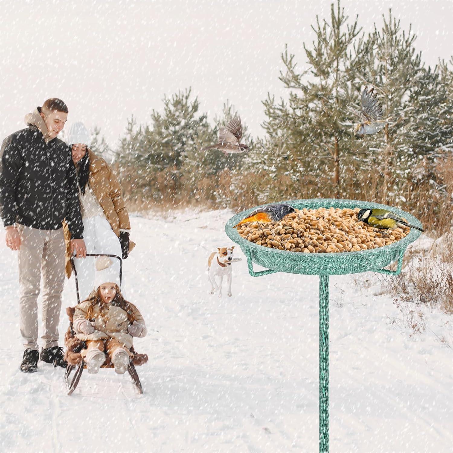 Freestanding Birdbaths Bowl Outdoor, Free Standing Garden Bird Bath Bird Feeder Bowl with Metal Stake, Detachable Decoration Spa Birdfeeder for Garden Patio Yard Lawn, 4 Spiky Feet (Brown)