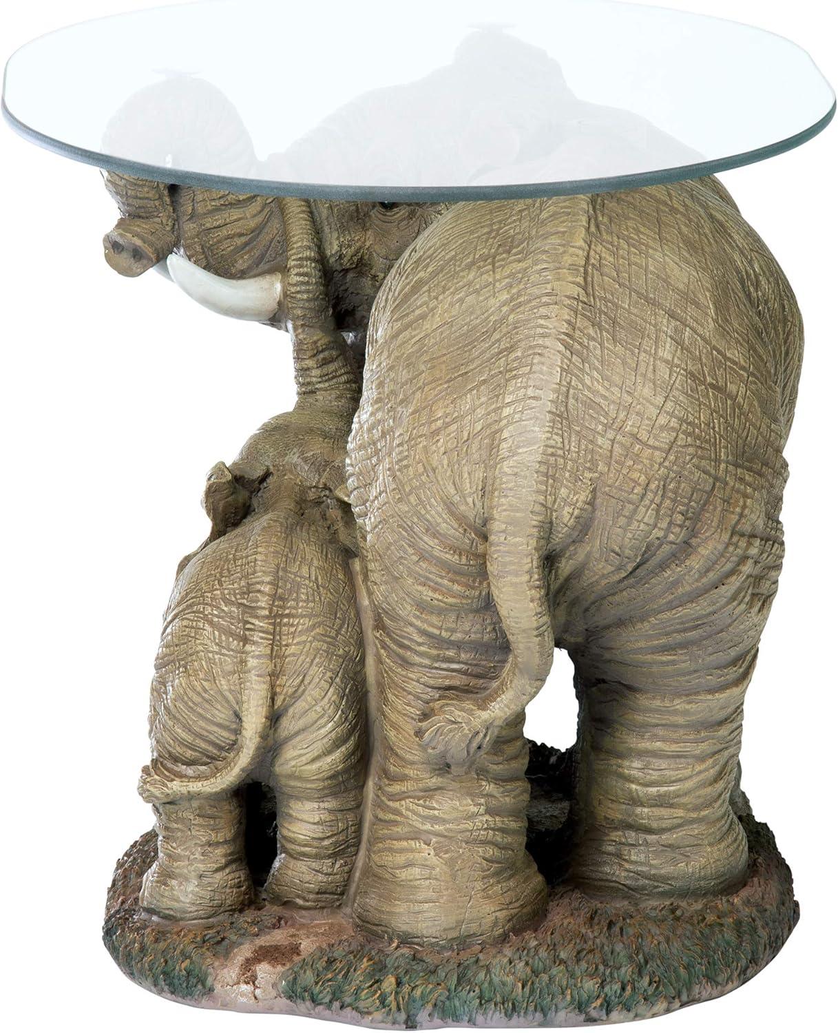 Design Toscano Elephant's Majesty Glass-Topped Cocktail Table